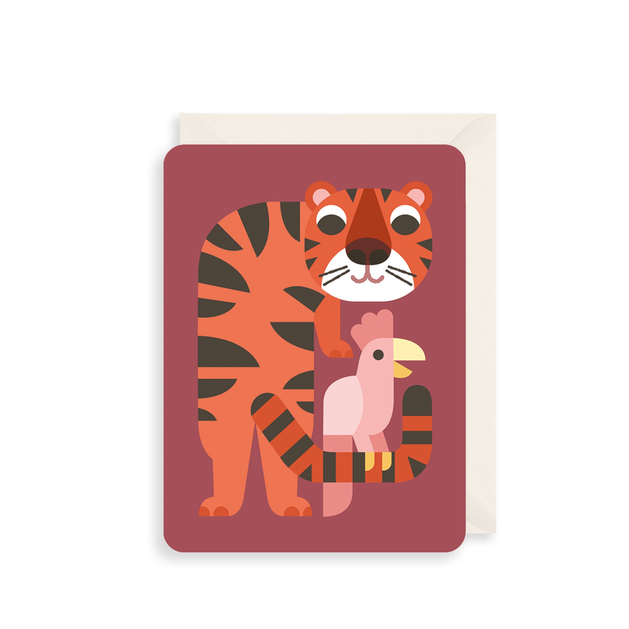 Tiger & Parrot Greetings Card