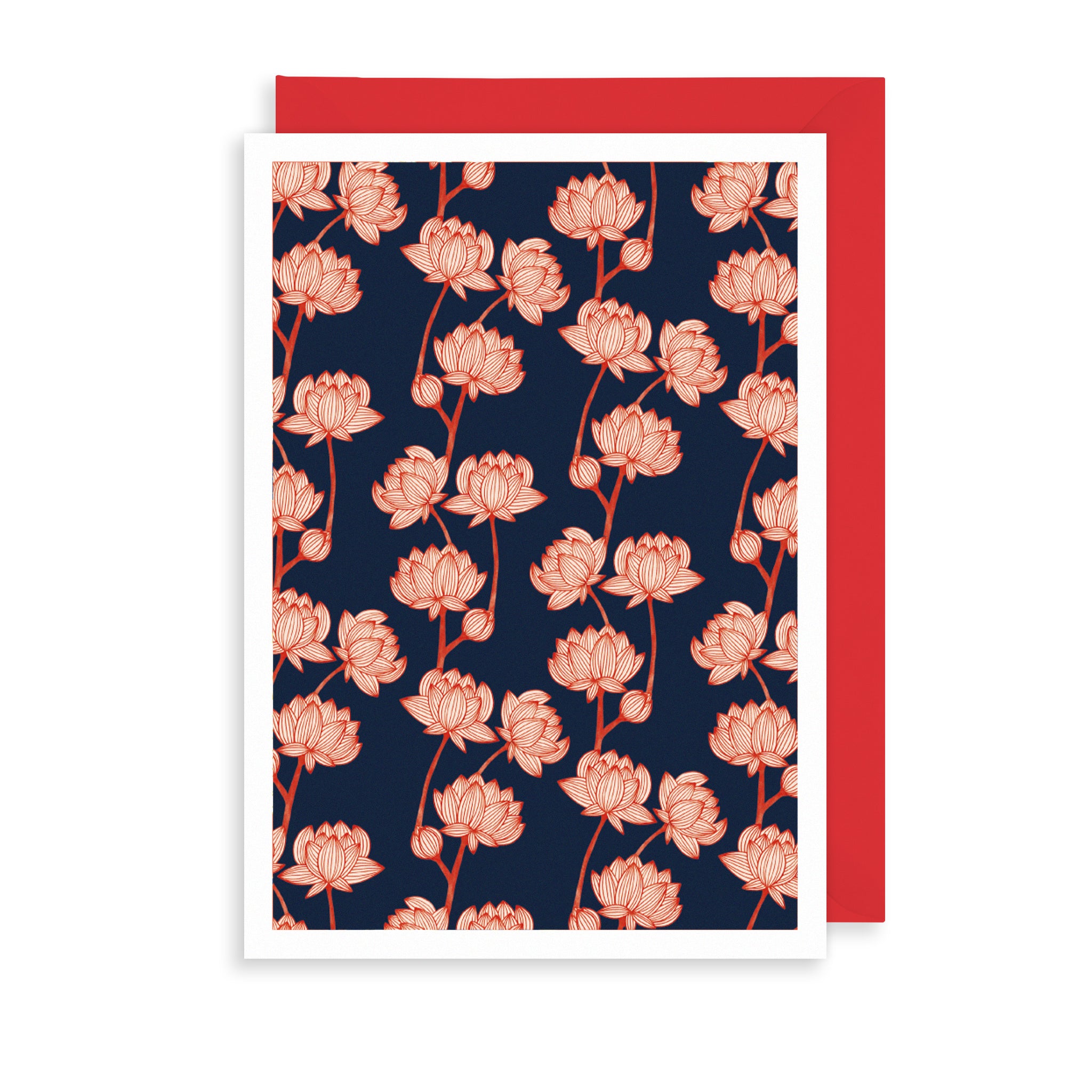 Navy Blossom Greetings Card The Art File