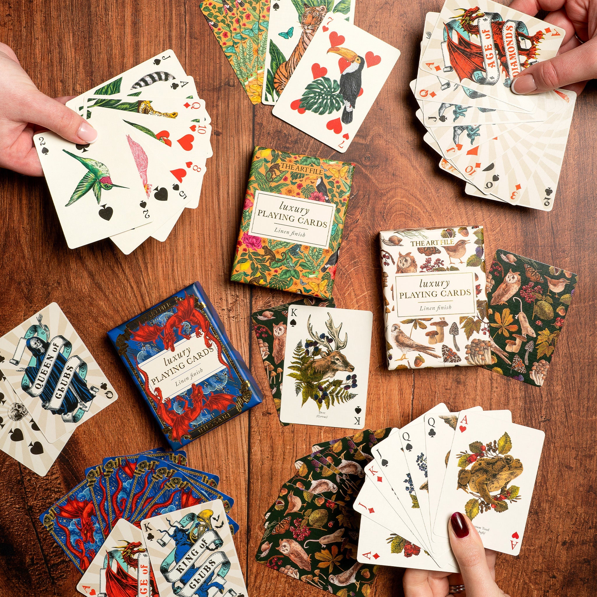 A collection of playing cards. 