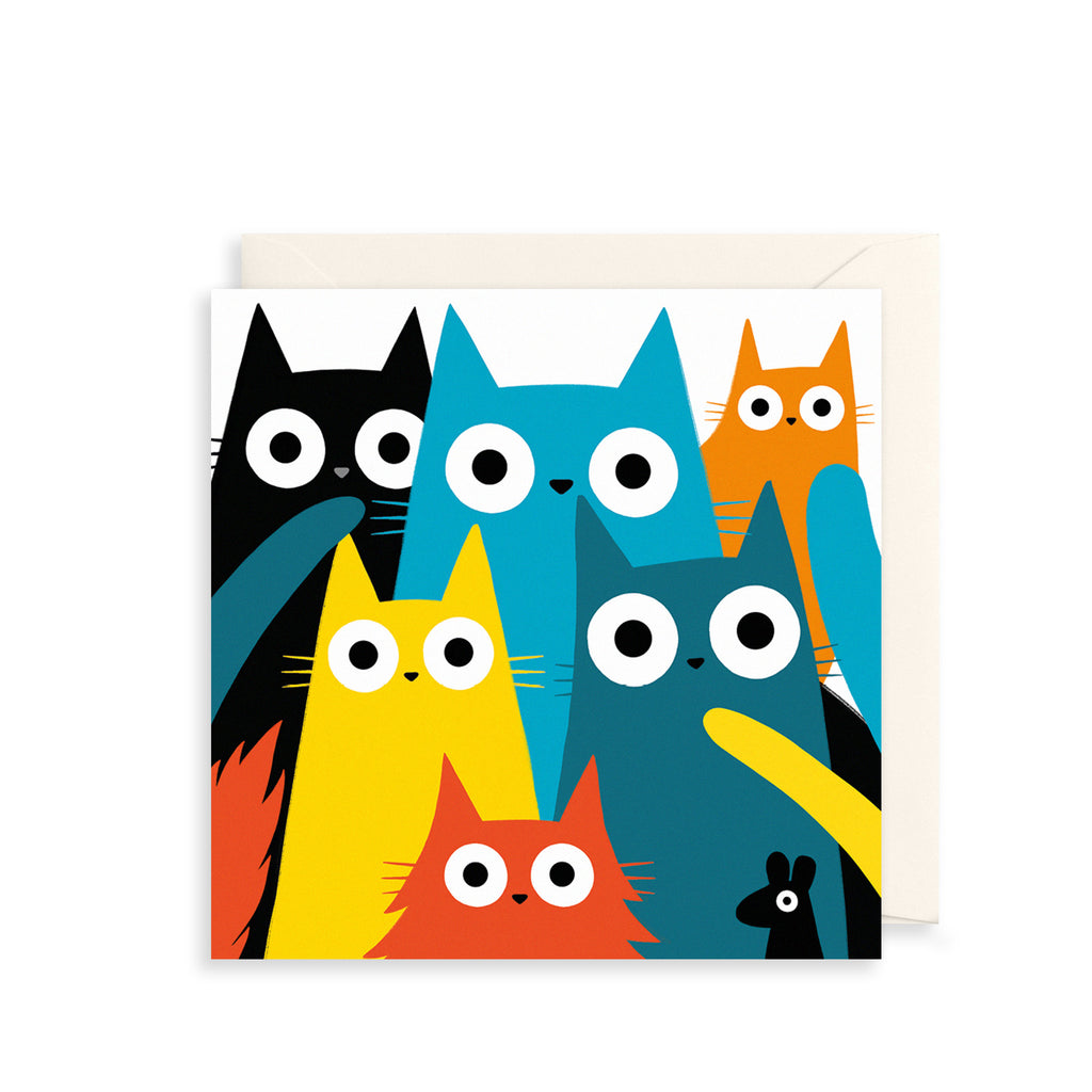 Colourful Cats Greetings Card The Art File