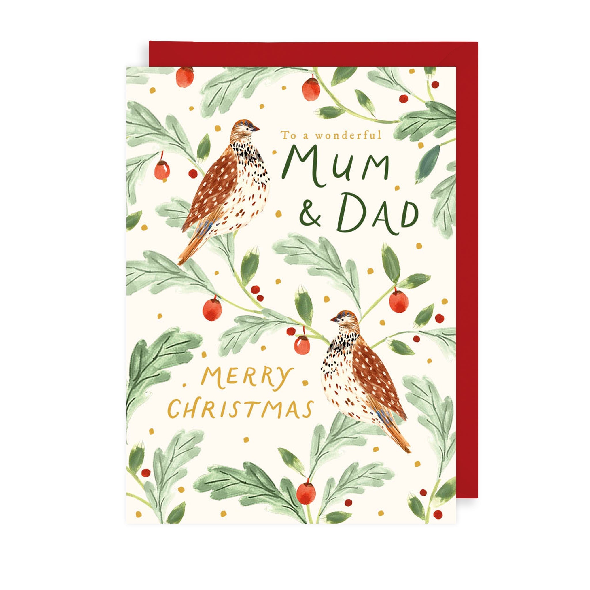 Hedgerow Birds Mum & Dad Christmas Card