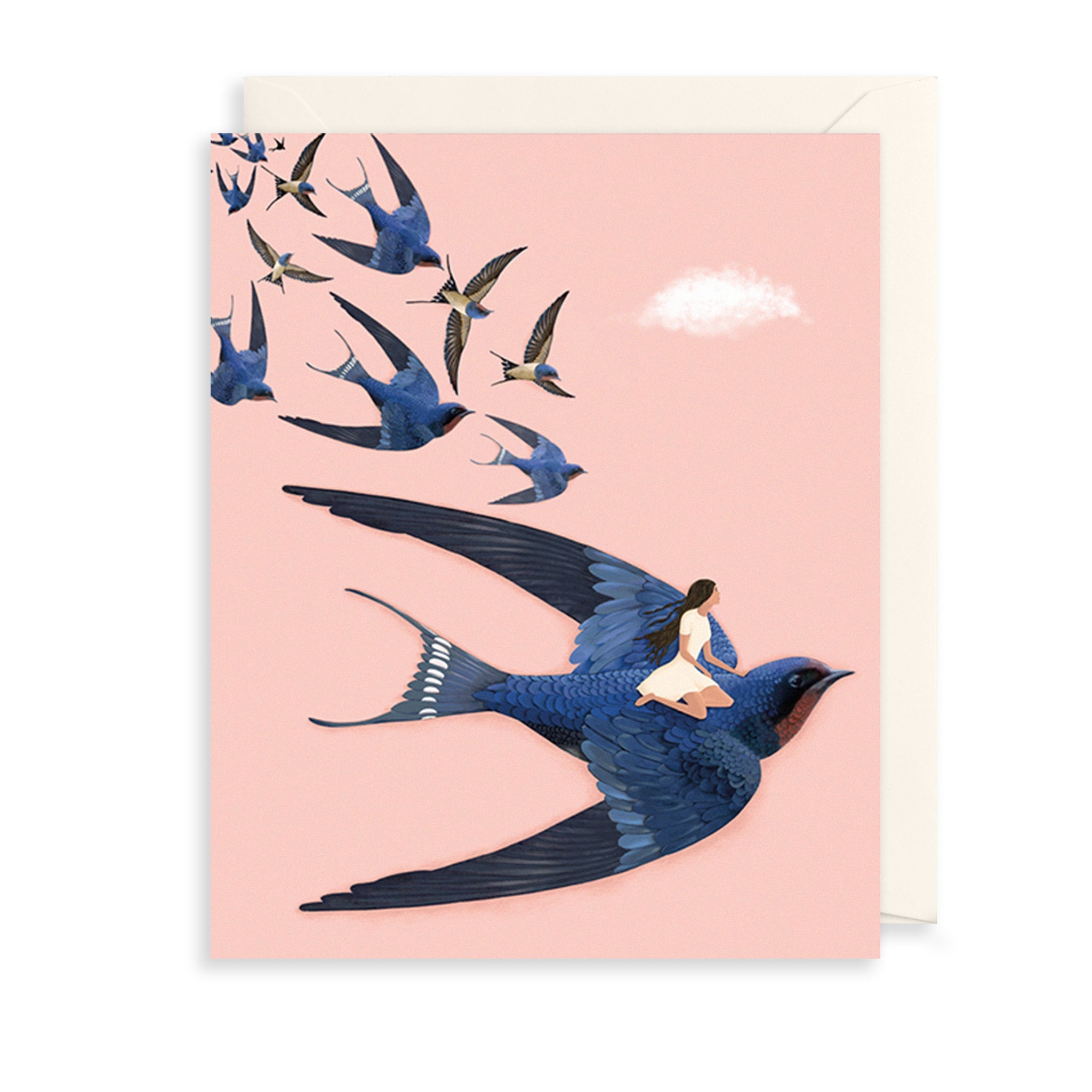Swallows on a Pink Sky Birthday Card