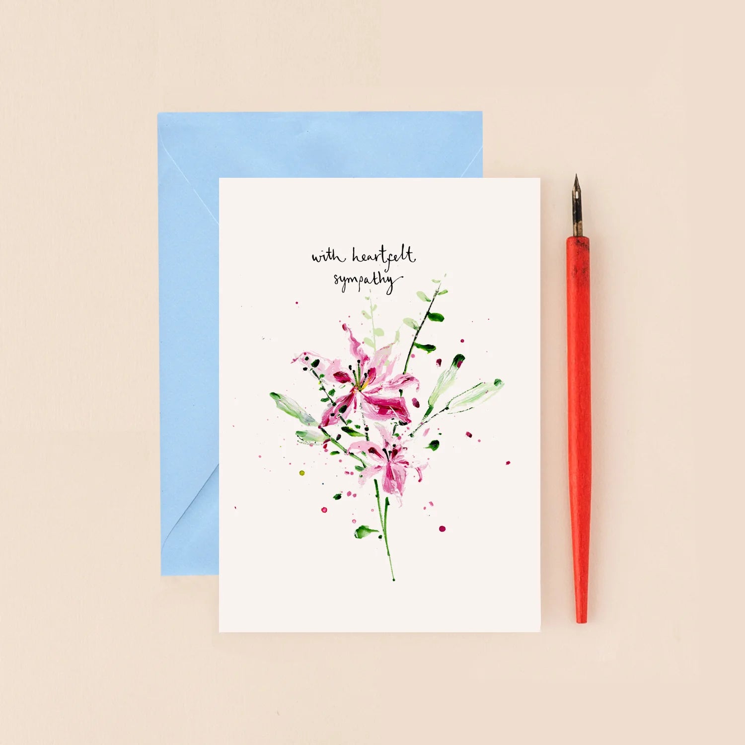 Lillies With Heartfelt Sympathy Card