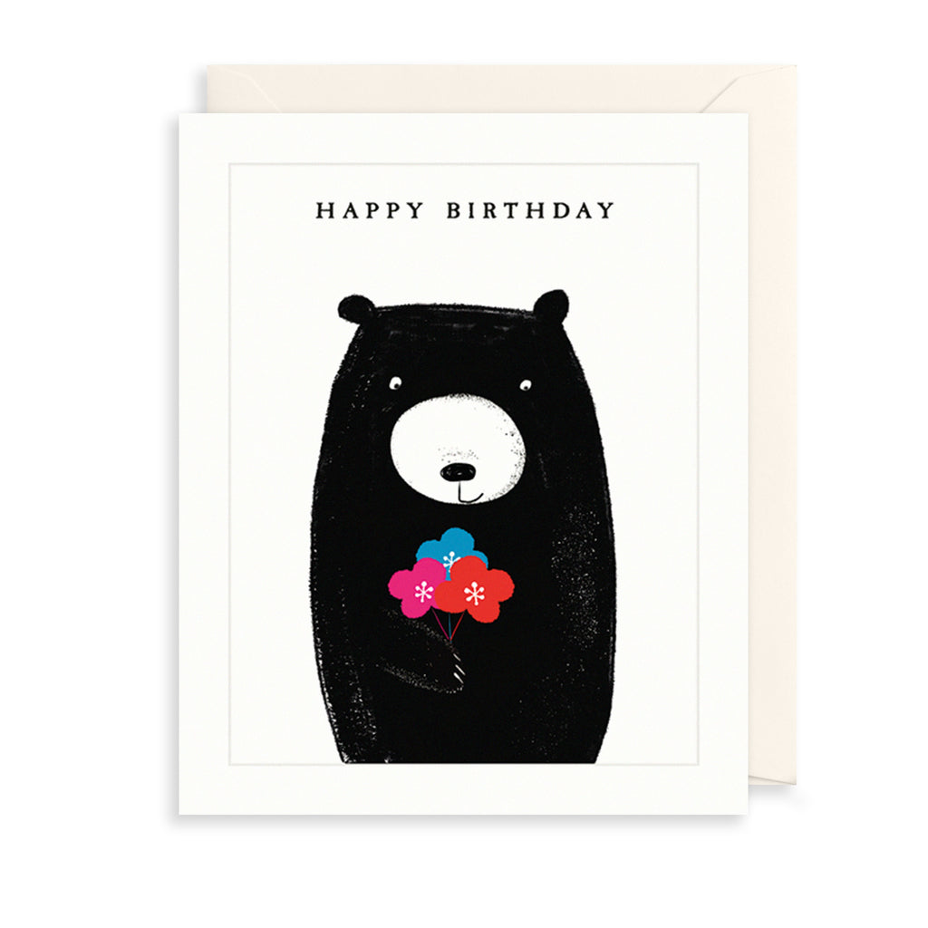 Bear & Flowers Greetings Card The Art File