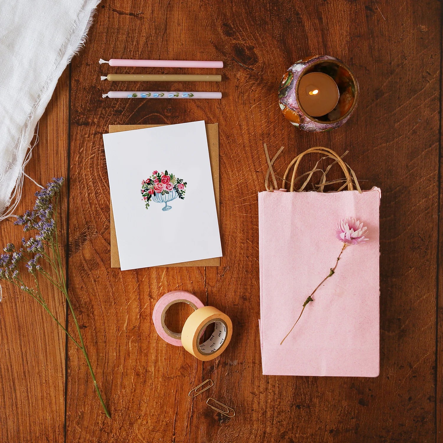 Glass Vase Roses Mini Card