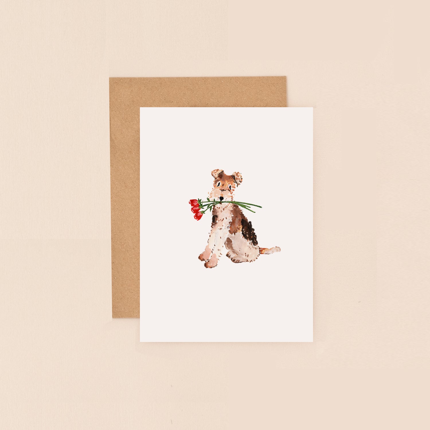 Terrier and Roses Mini Card