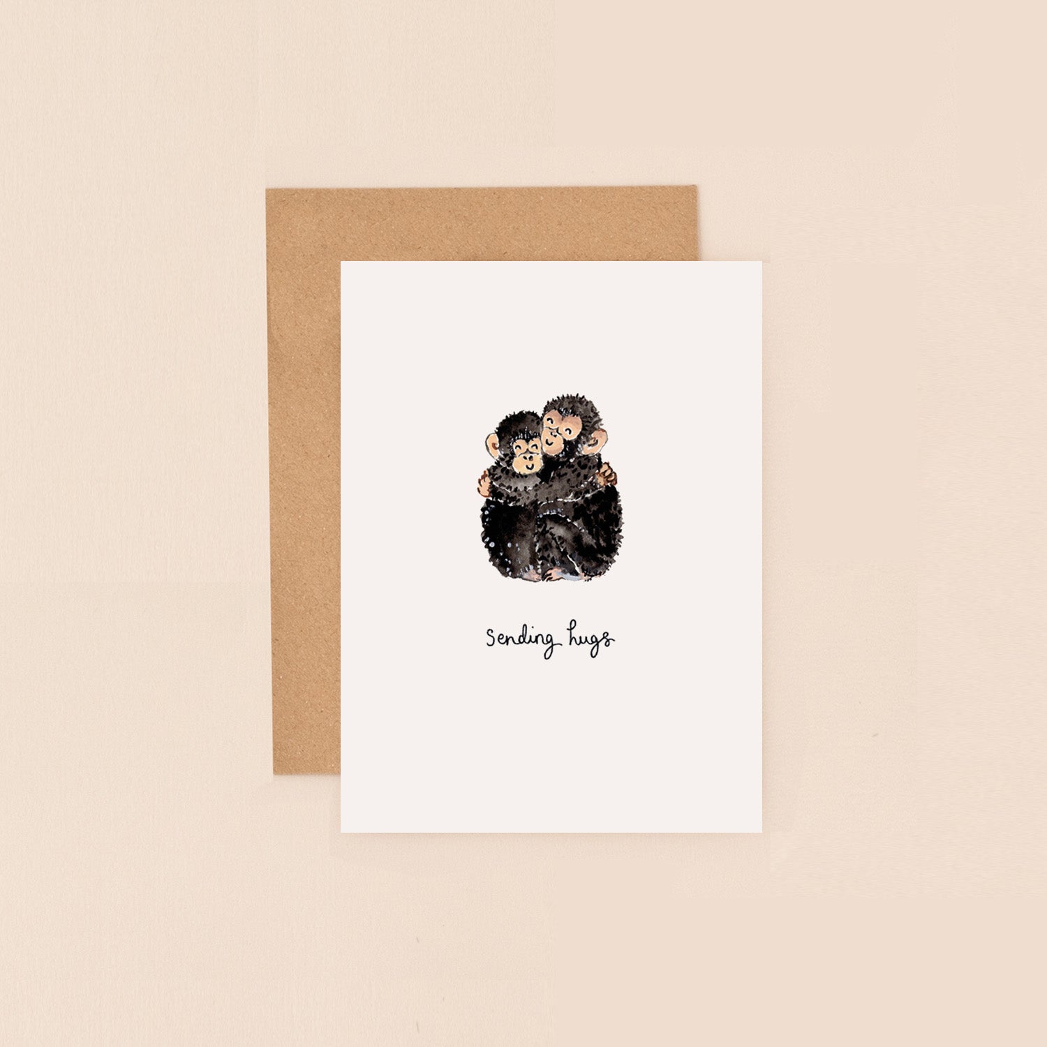 Monkey Sending Hugs Mini Card