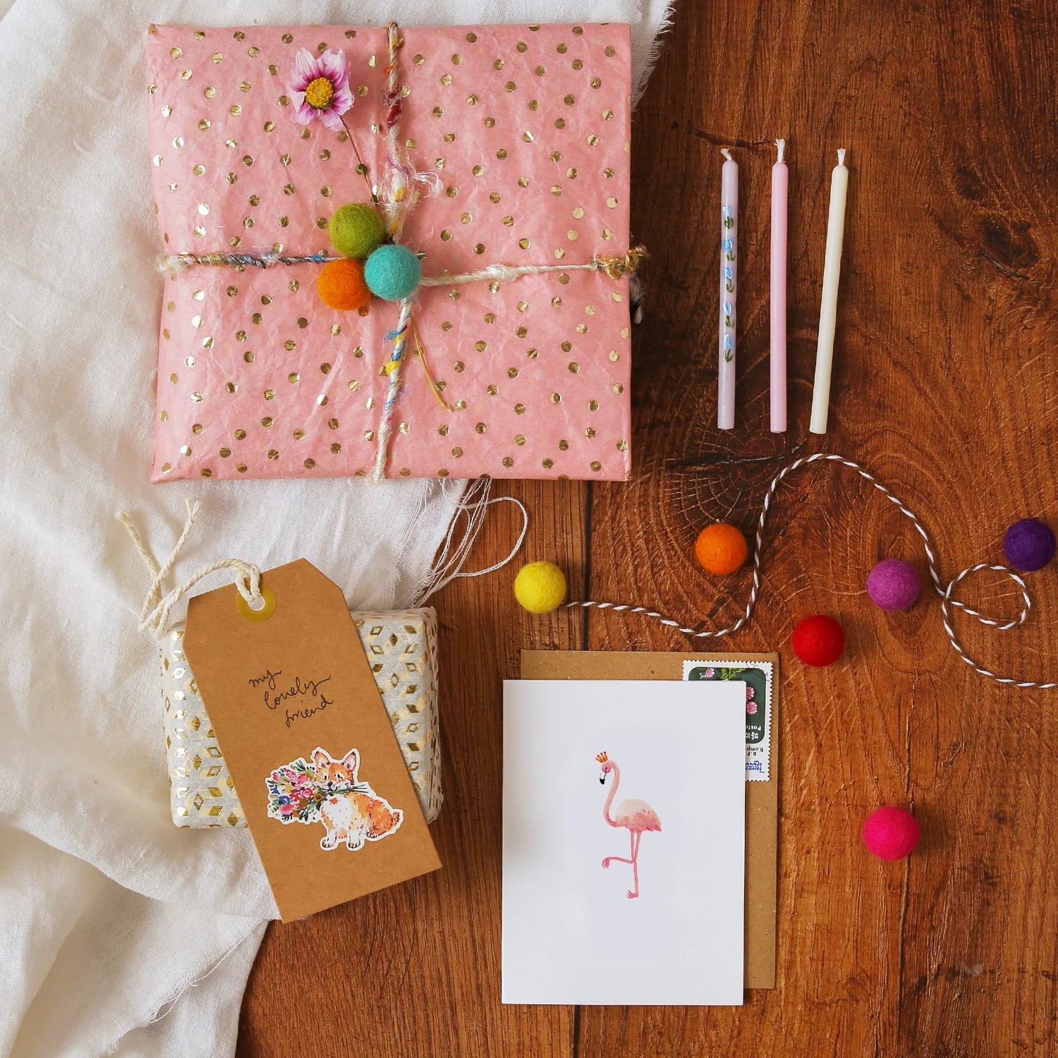 Flamingo With Crown Mini Card