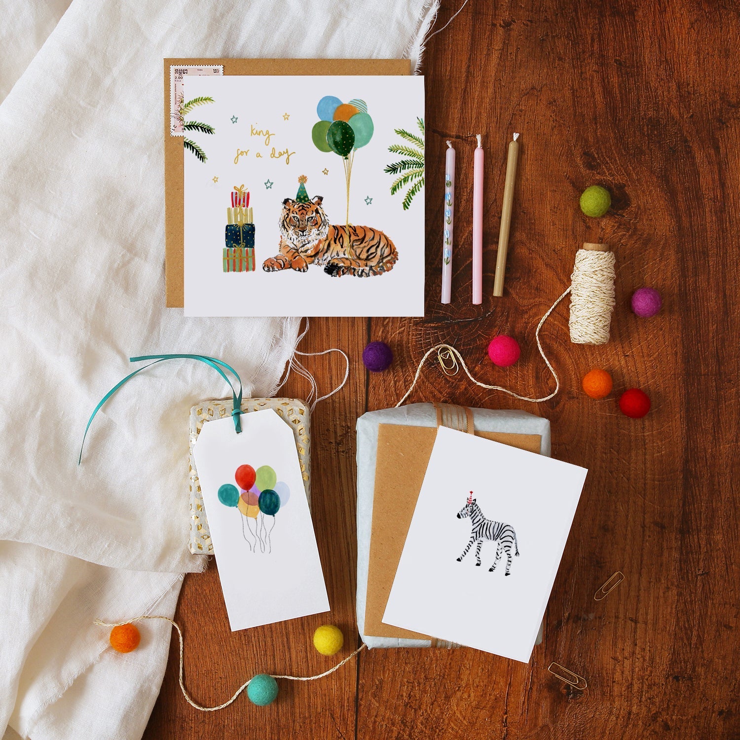 Zebra and Party Hat Mini Card