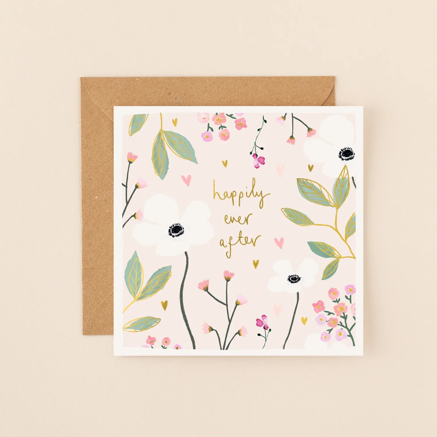 Happily Ever After Flowers Wedding Card