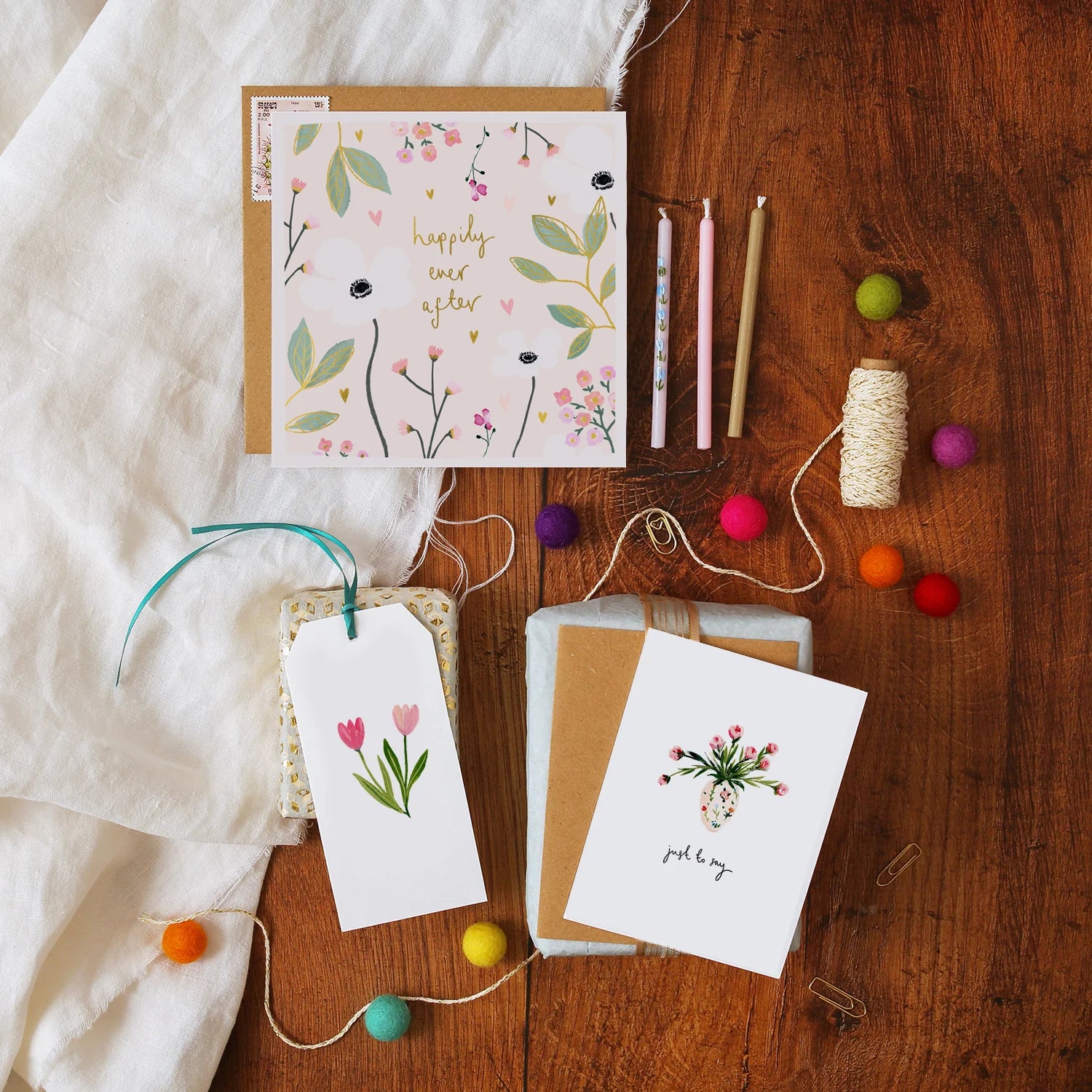 Happily Ever After Flowers Wedding Card