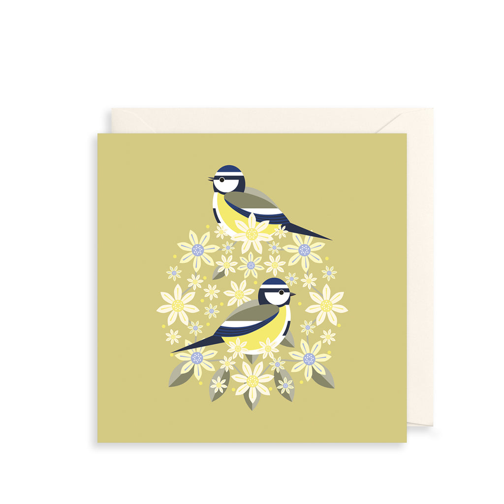 Blue Tit & Blooms Greetings Card The Art File