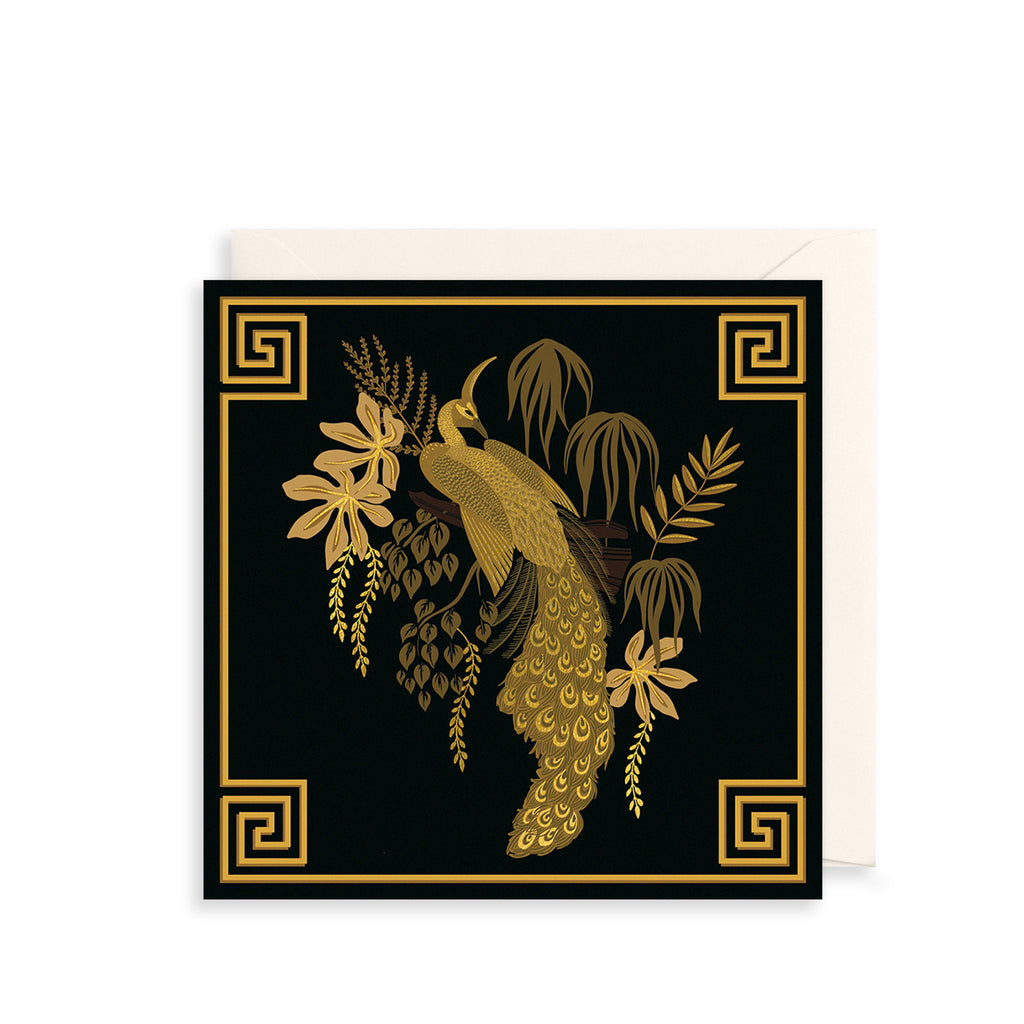 Golden Peacock Greetings Card The Art File