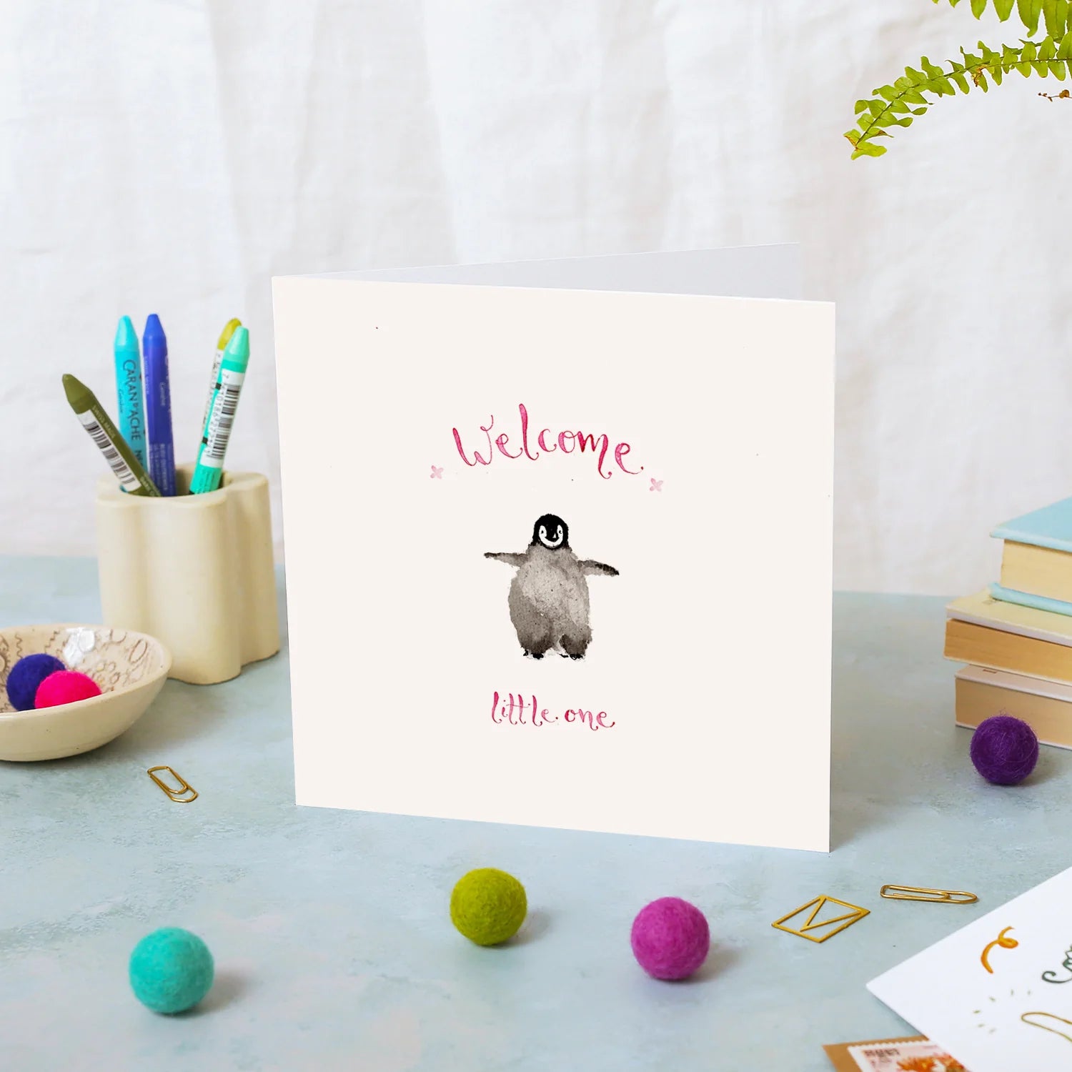 Penguin New Baby Girl Card