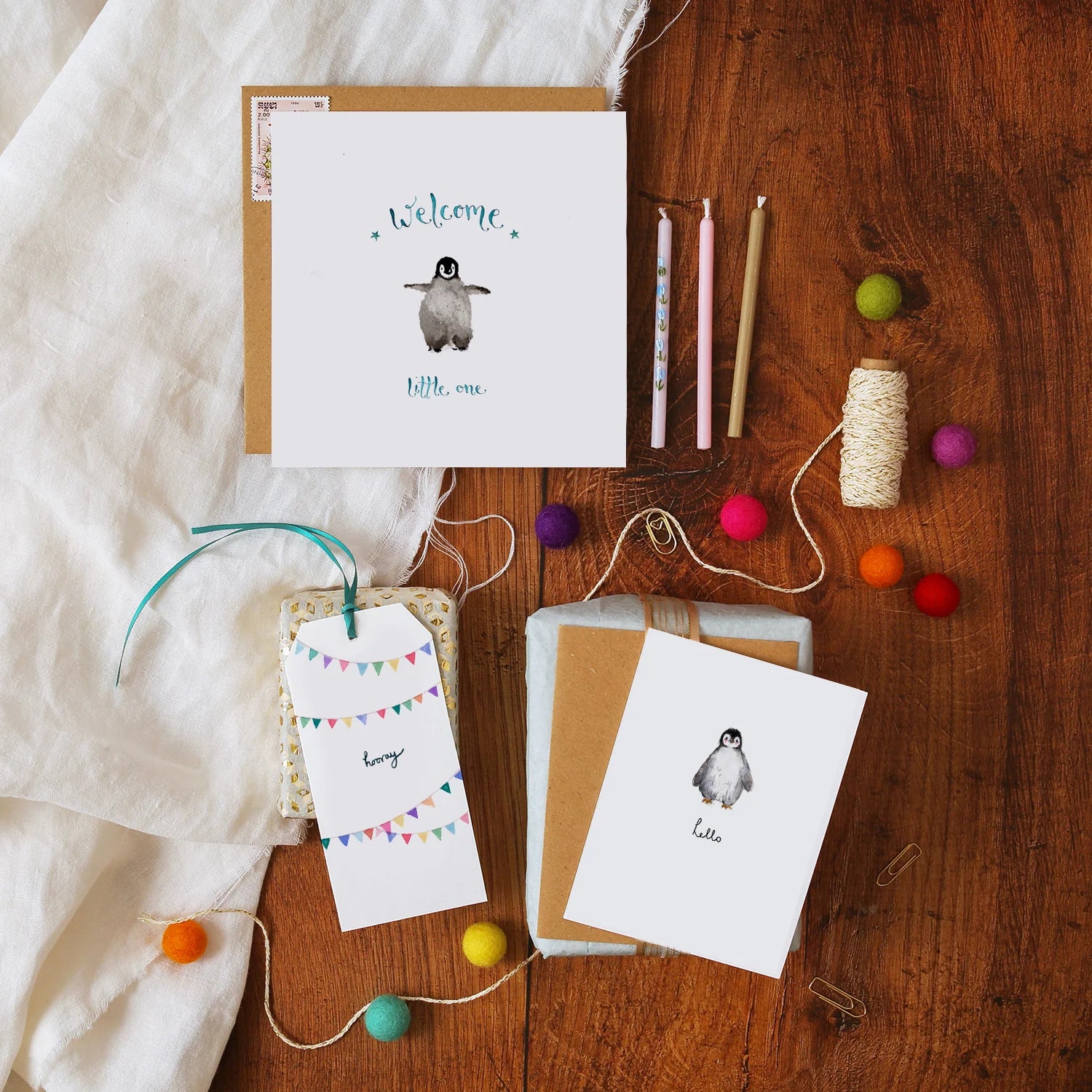 Penguin New Baby Boy Card