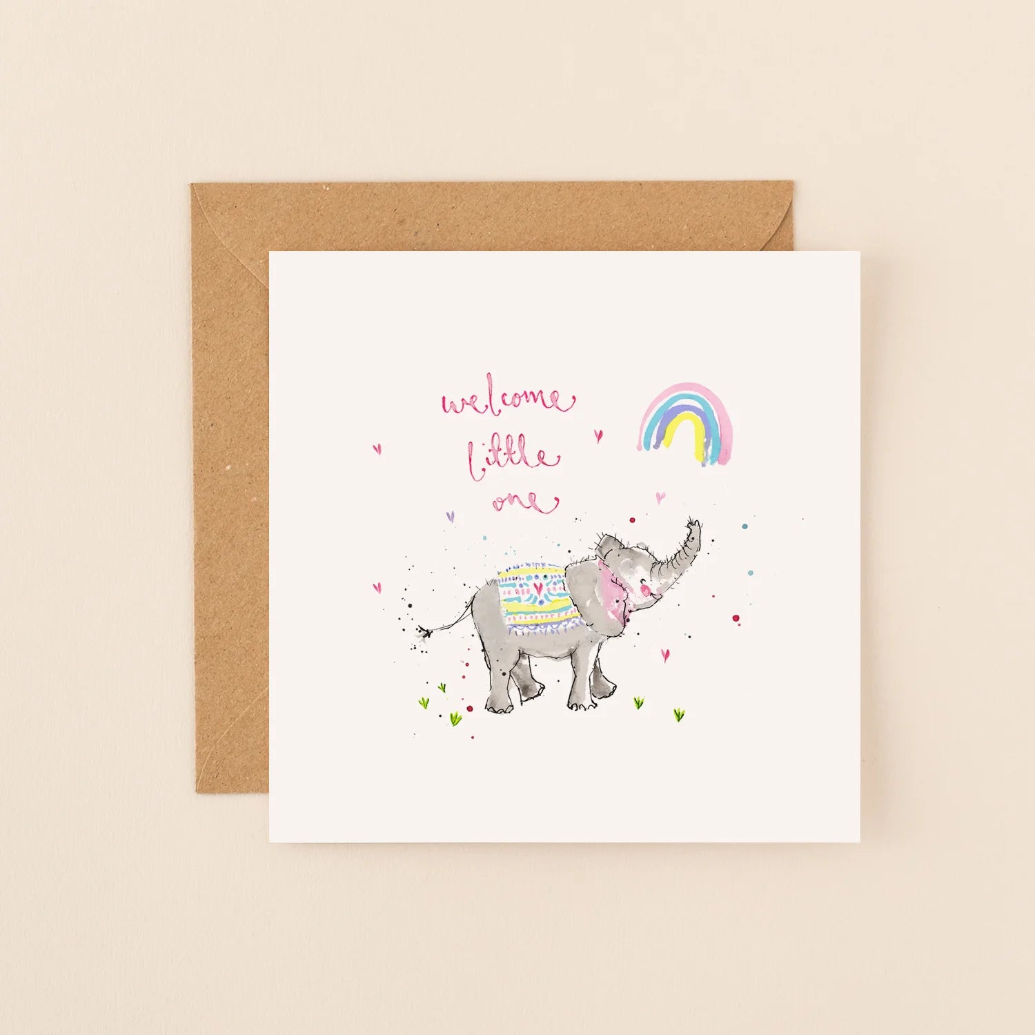 Elephant New Baby Girl Card