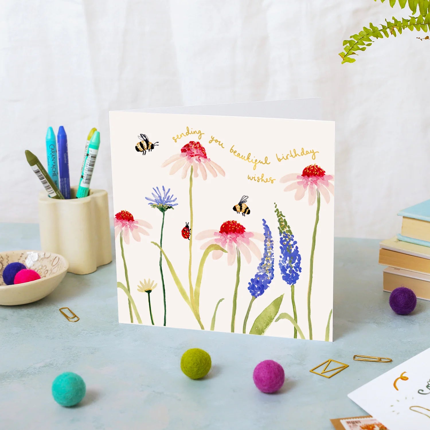 Daisies and Bees Birthday Card