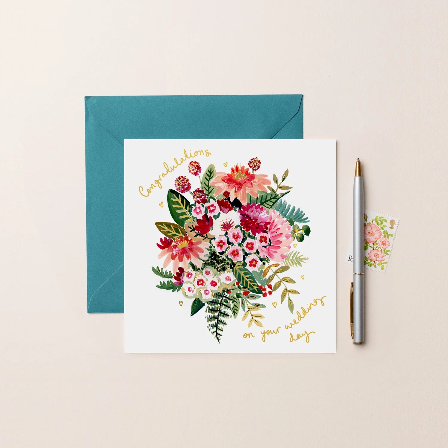 Congratulations Bouquet Wedding Card