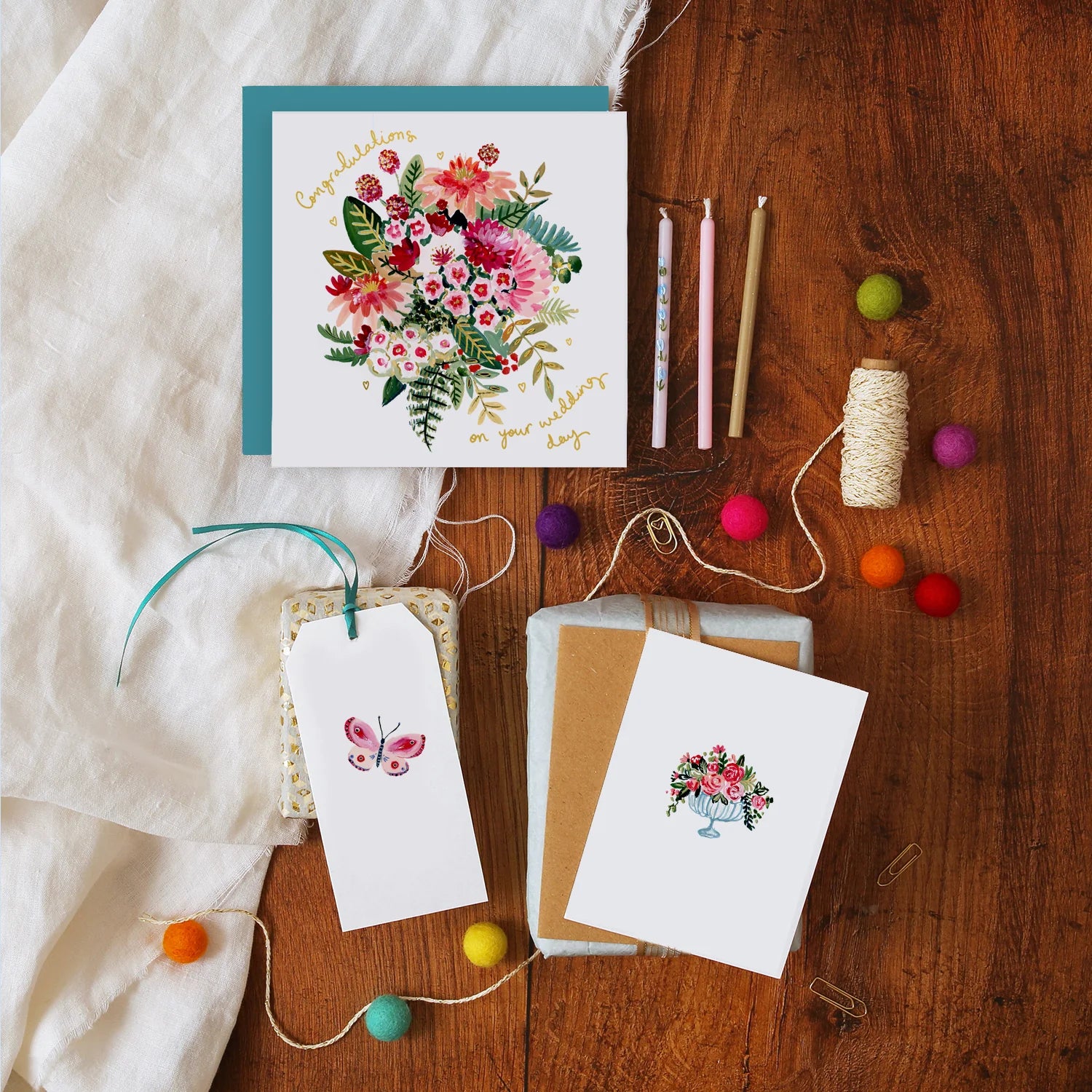 Congratulations Bouquet Wedding Card