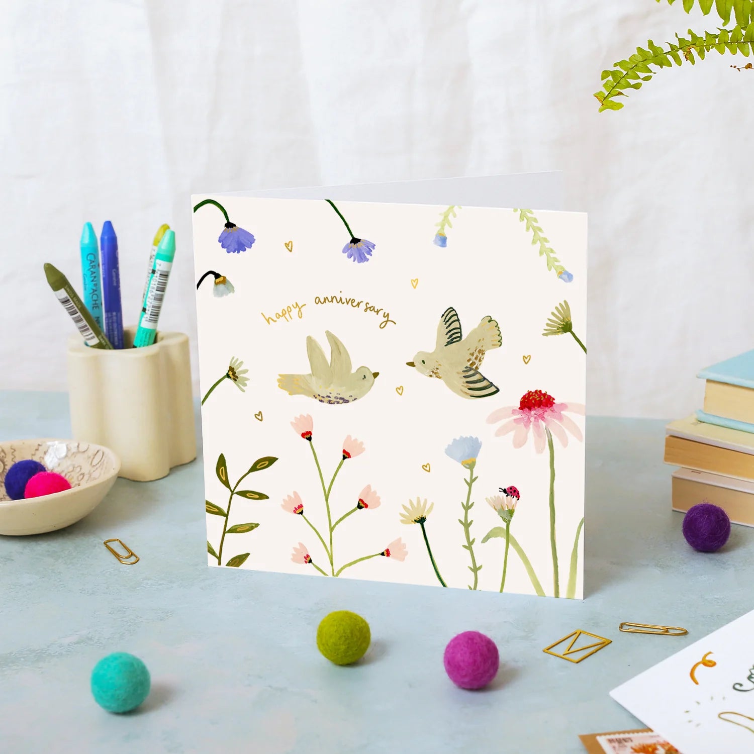 Birds Happy Anniversary Card