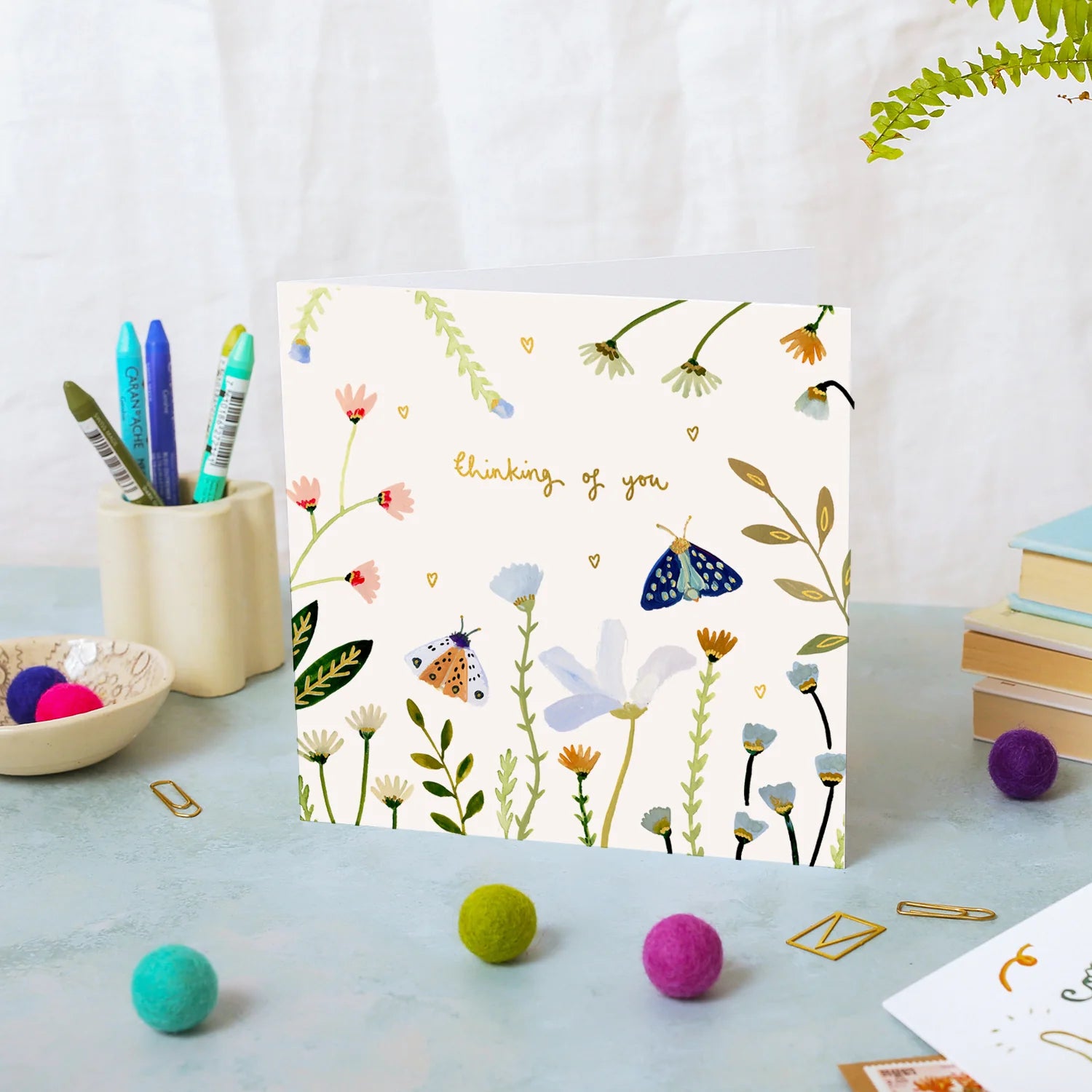 Moths and Flowers Thinking of You Card