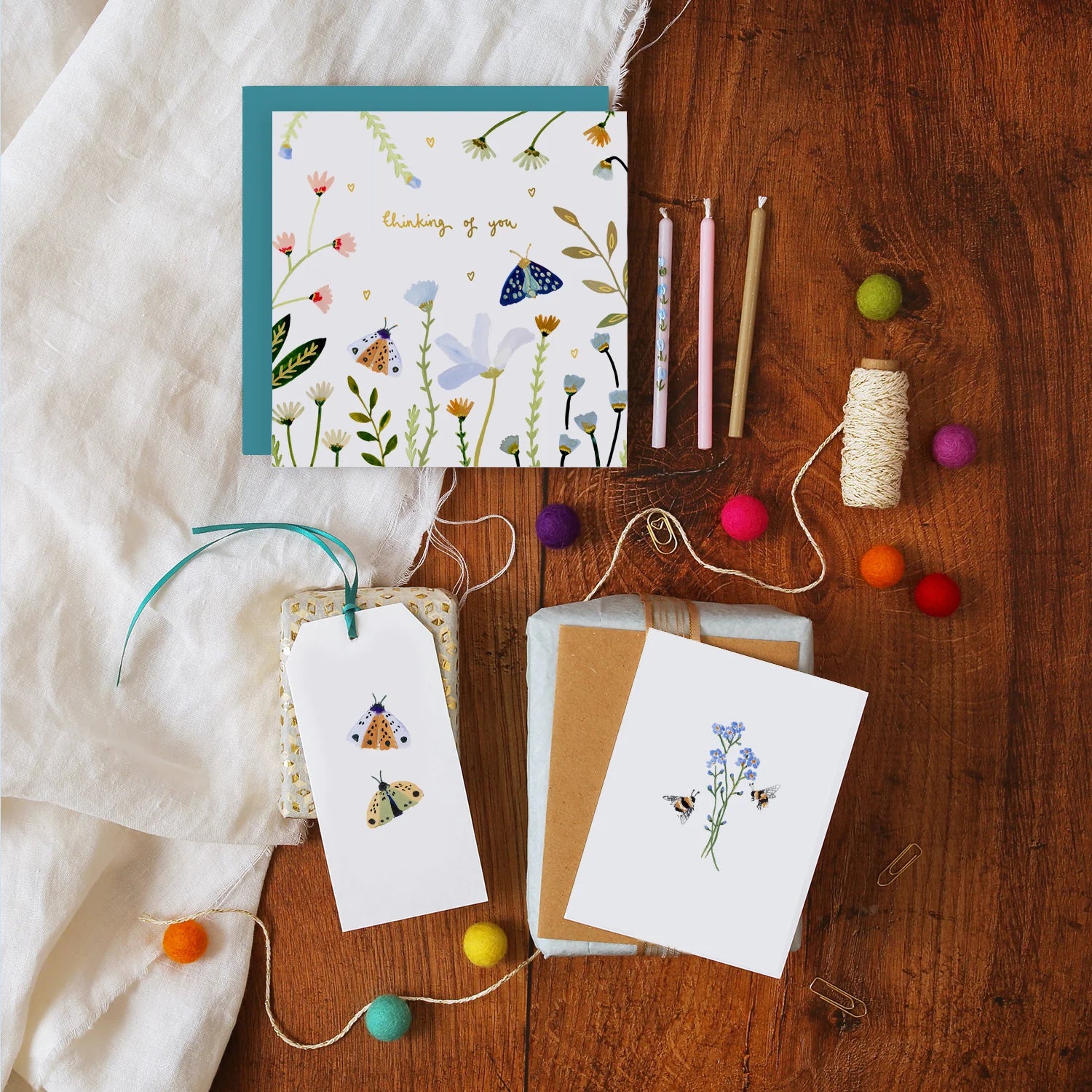Bees and Forget-Me-Nots Mini Card