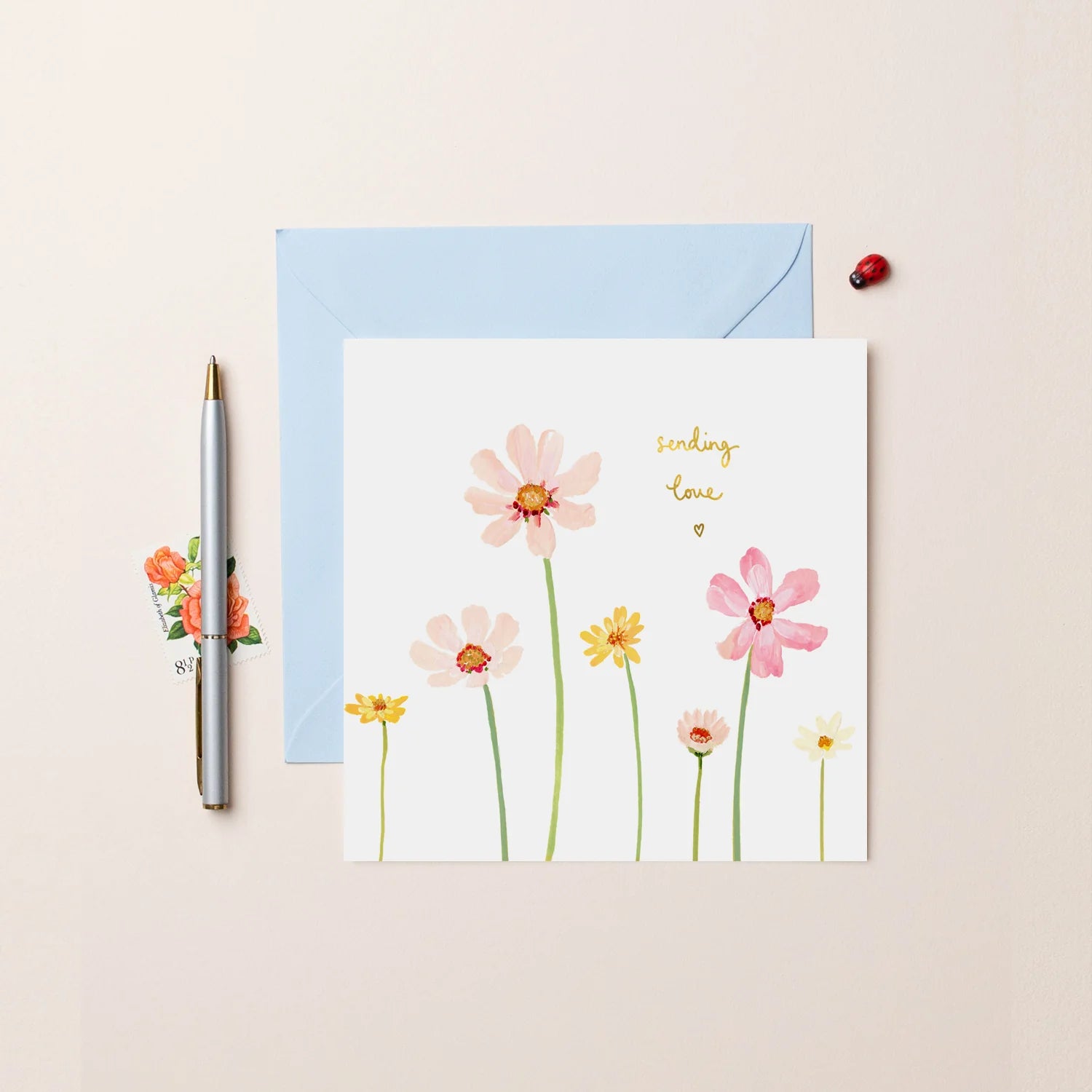 Flowers Sending Love Sympathy Card