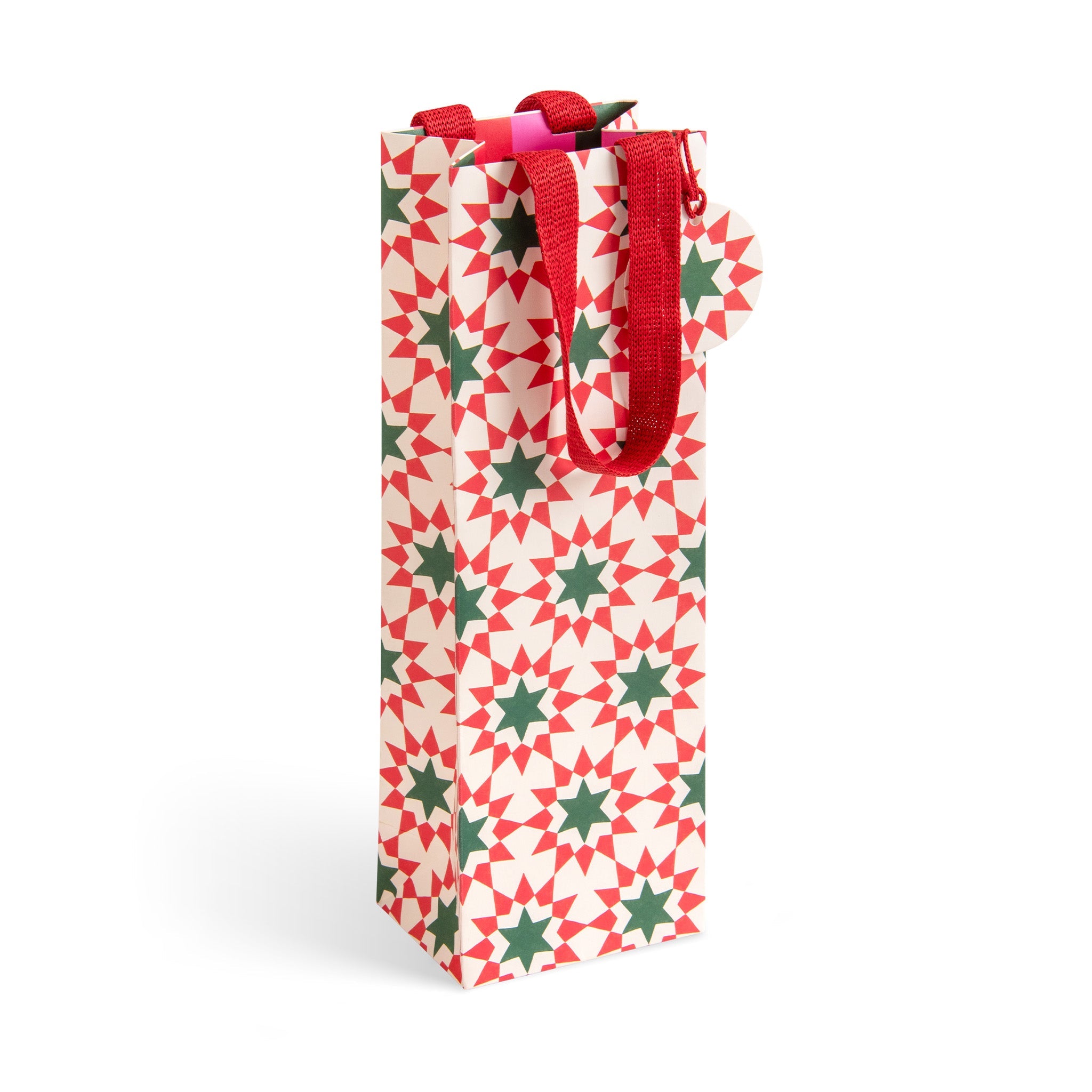 Geo Stars, Bottle Christmas Bag