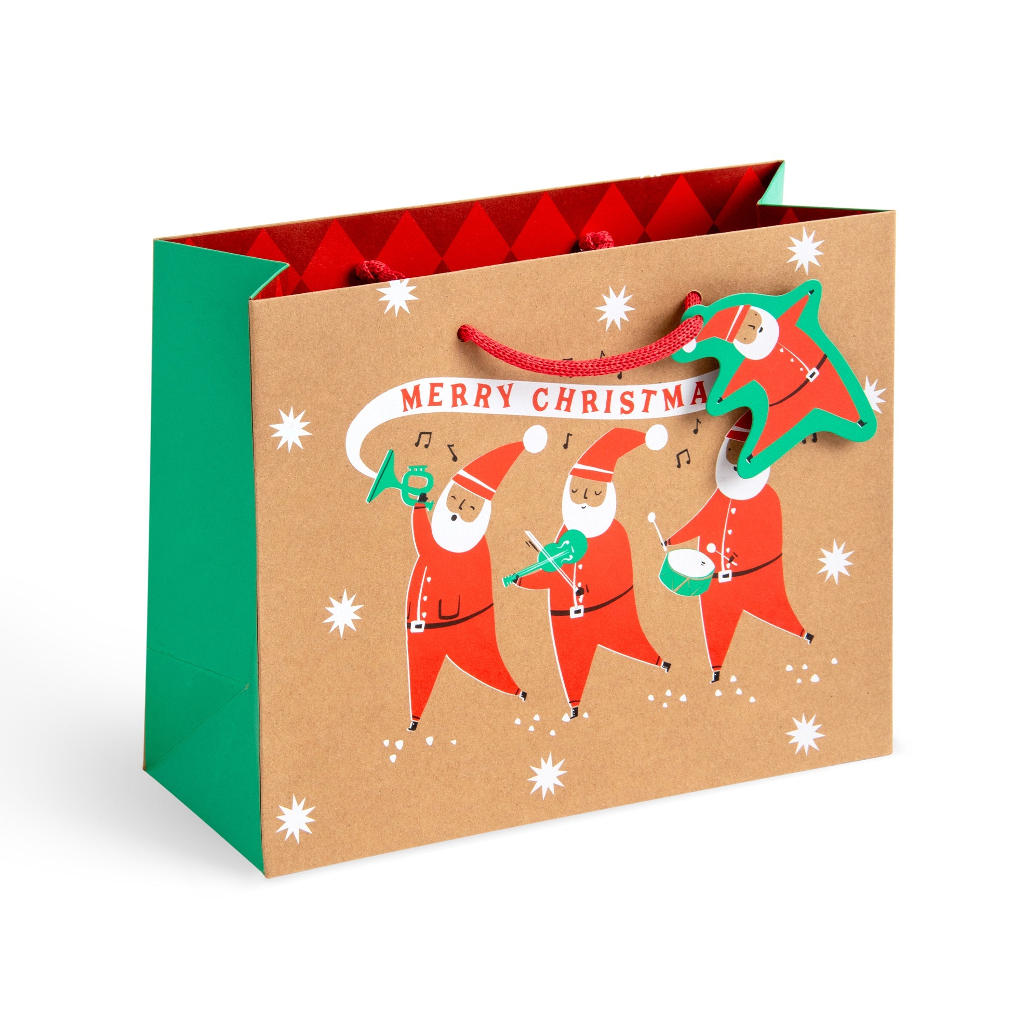 Jolly Santa, Medium Landscape Christmas Gift Bag