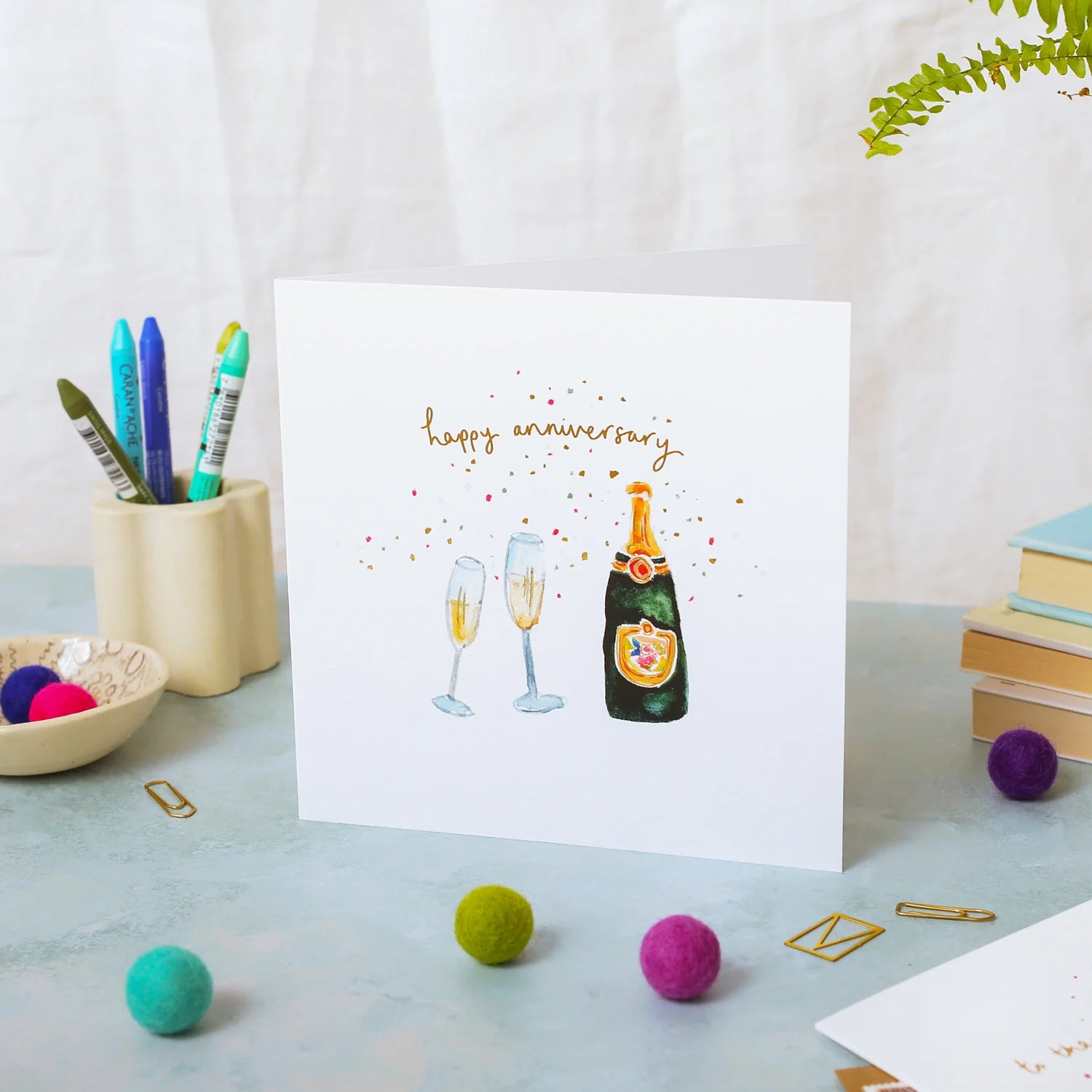Champagne Happy Anniversary Card