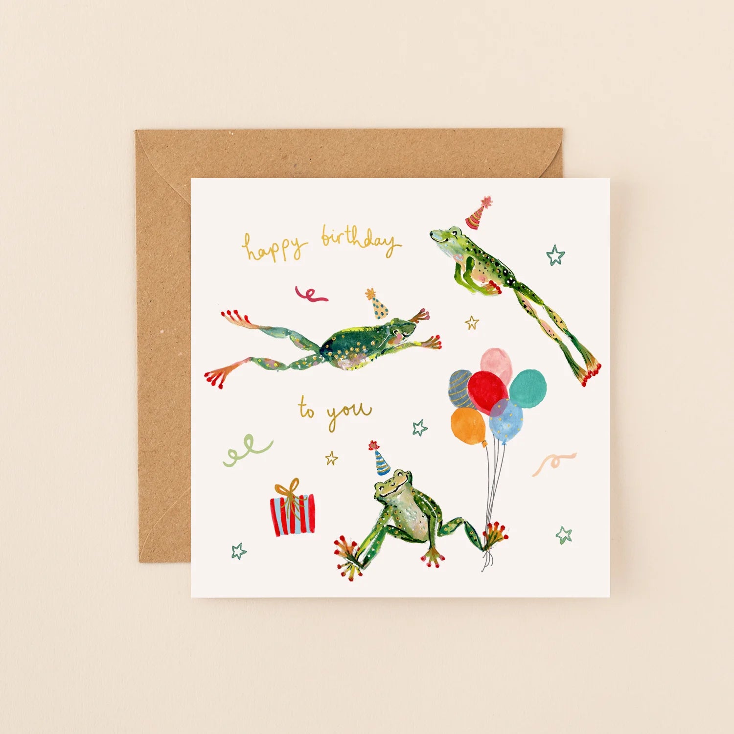 Jumping Frogs Birthday Card