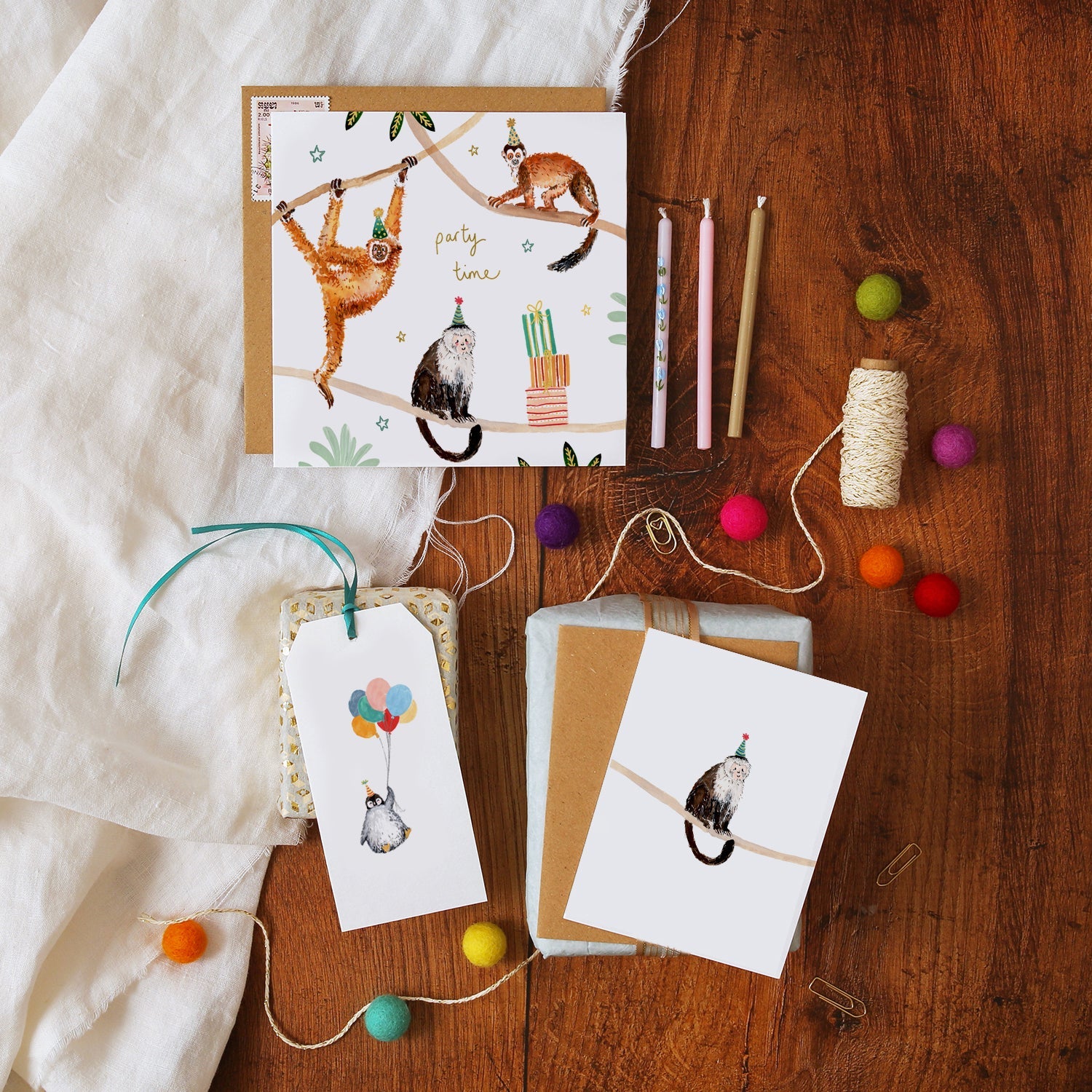 Party Time Monkeys Birthday Card