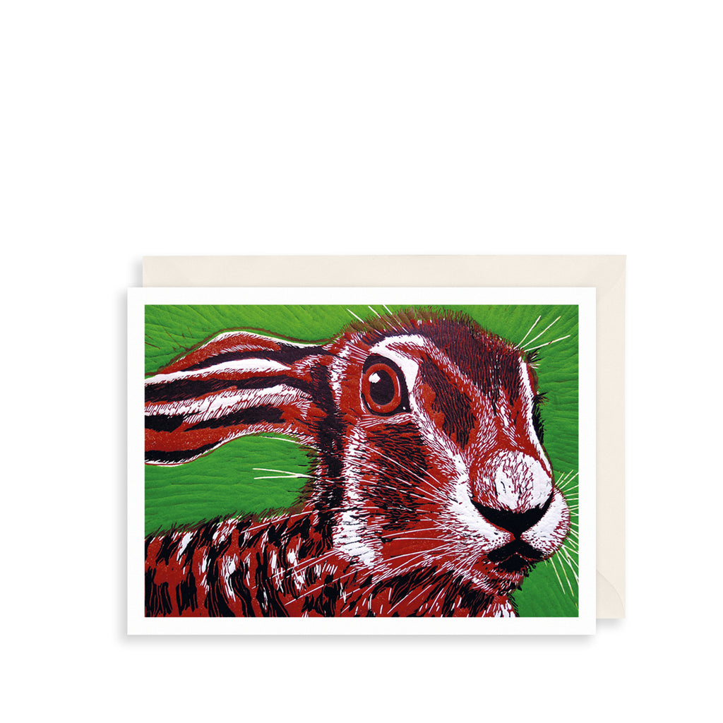 Green Hare Greetings Card The Art File