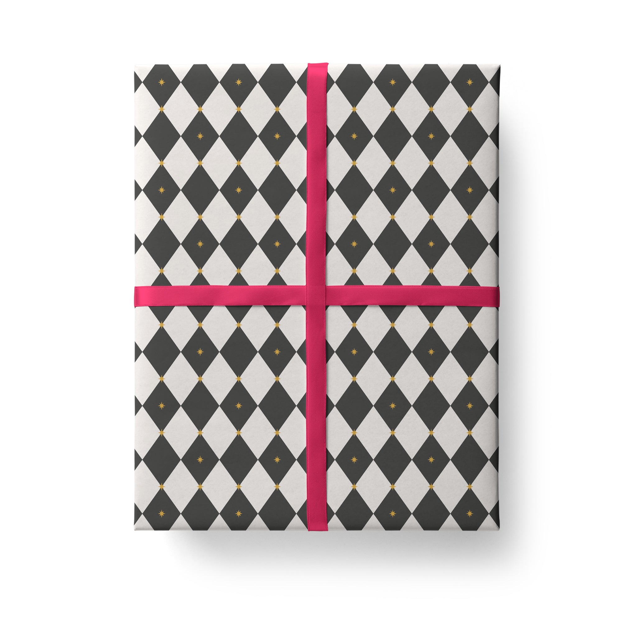 Black & White Harlequin Luxury Christmas Flat Wrap