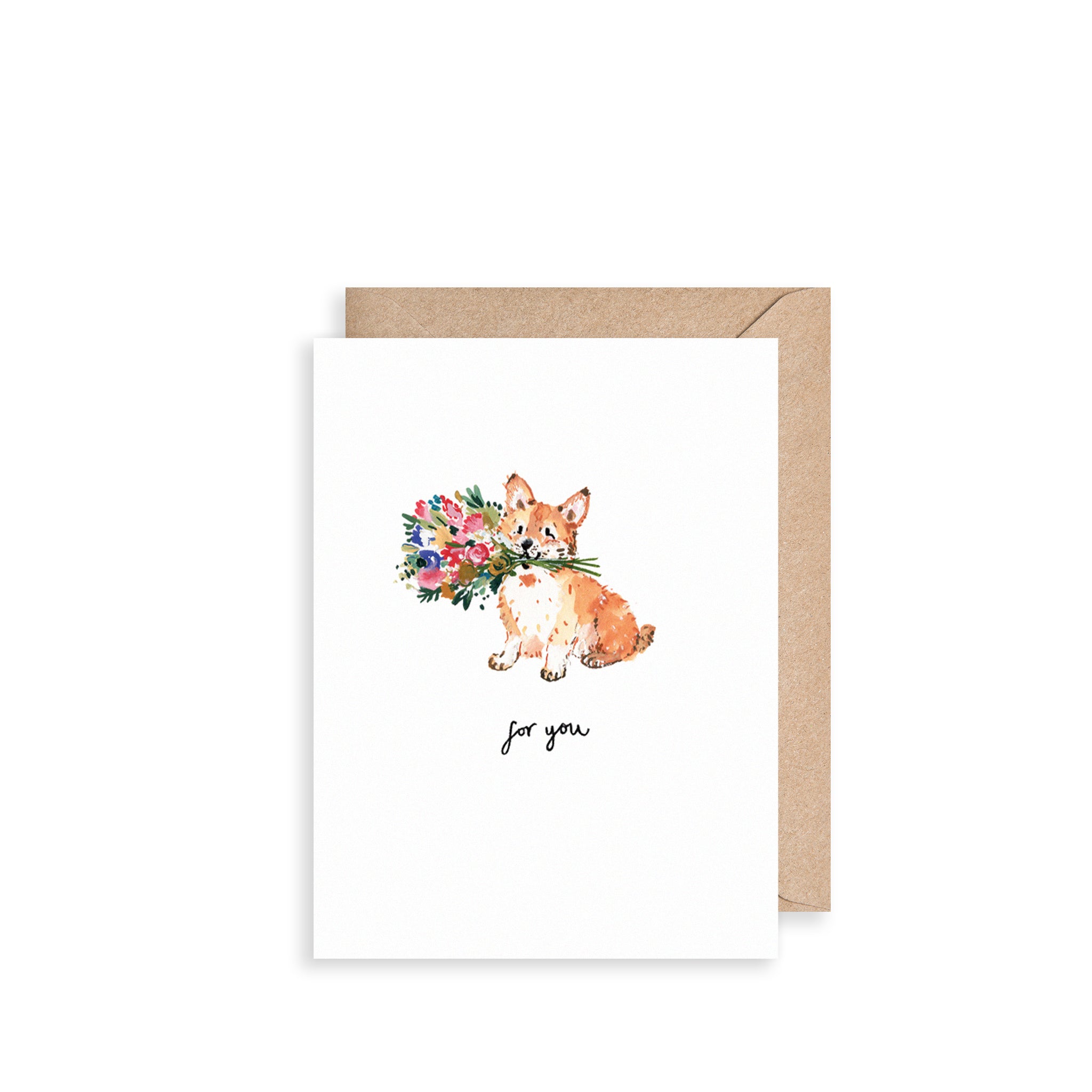 Corgi and Flowers For You Mini Card
