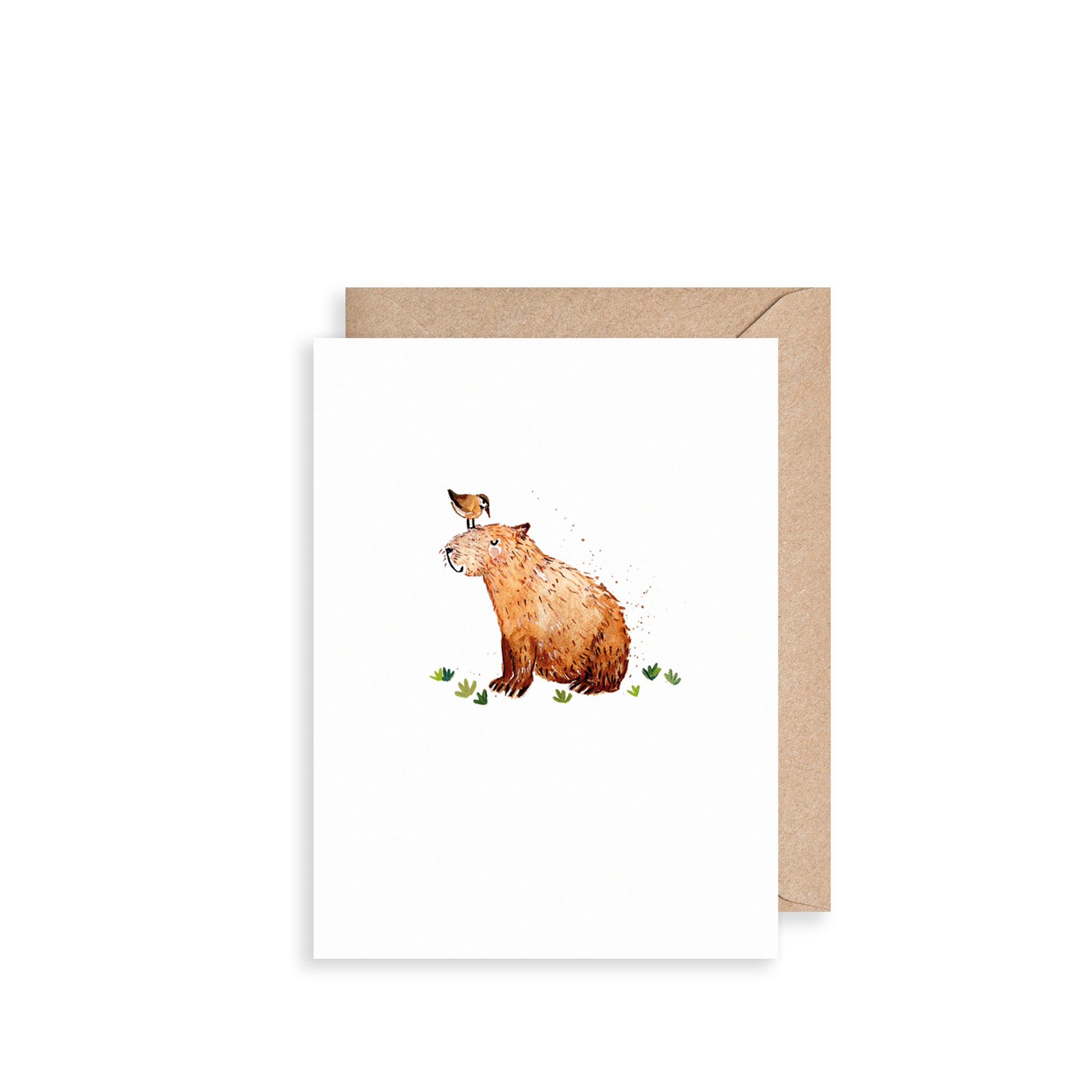 Capybara and Bird Mini Card