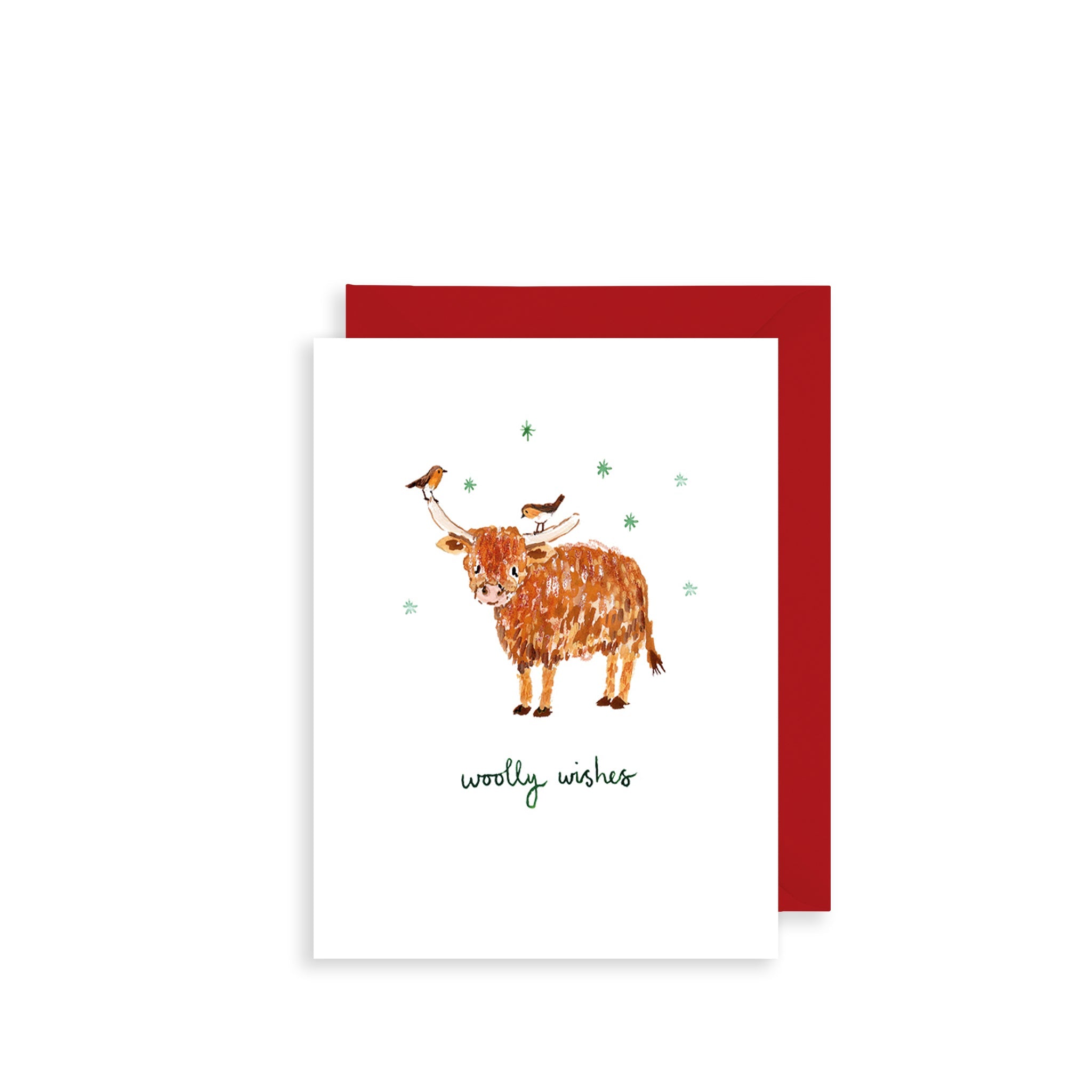 Highland Cow Woolly Wishes Bijou Mini Christmas Card
