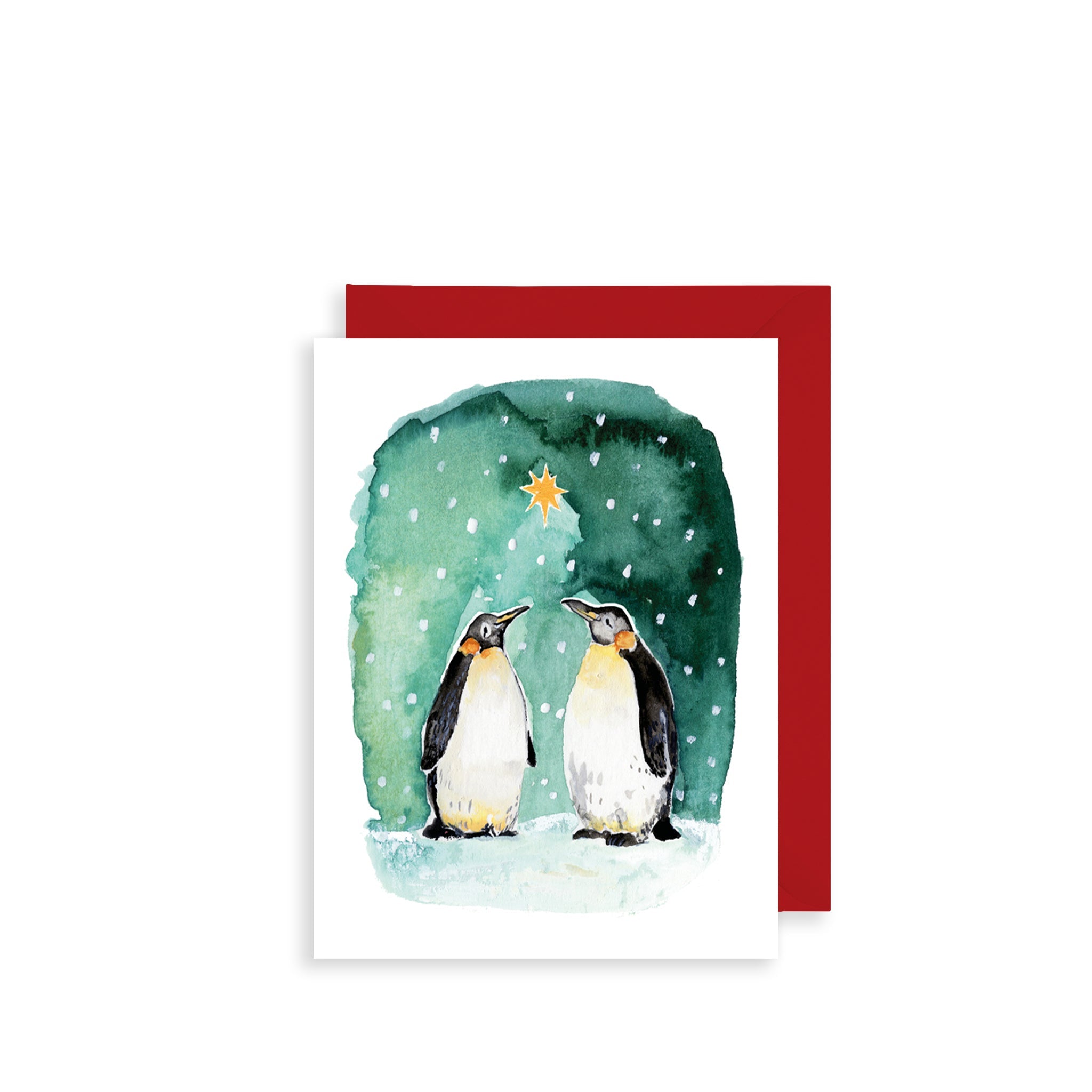Penguins & Star Bijou Mini Christmas Card