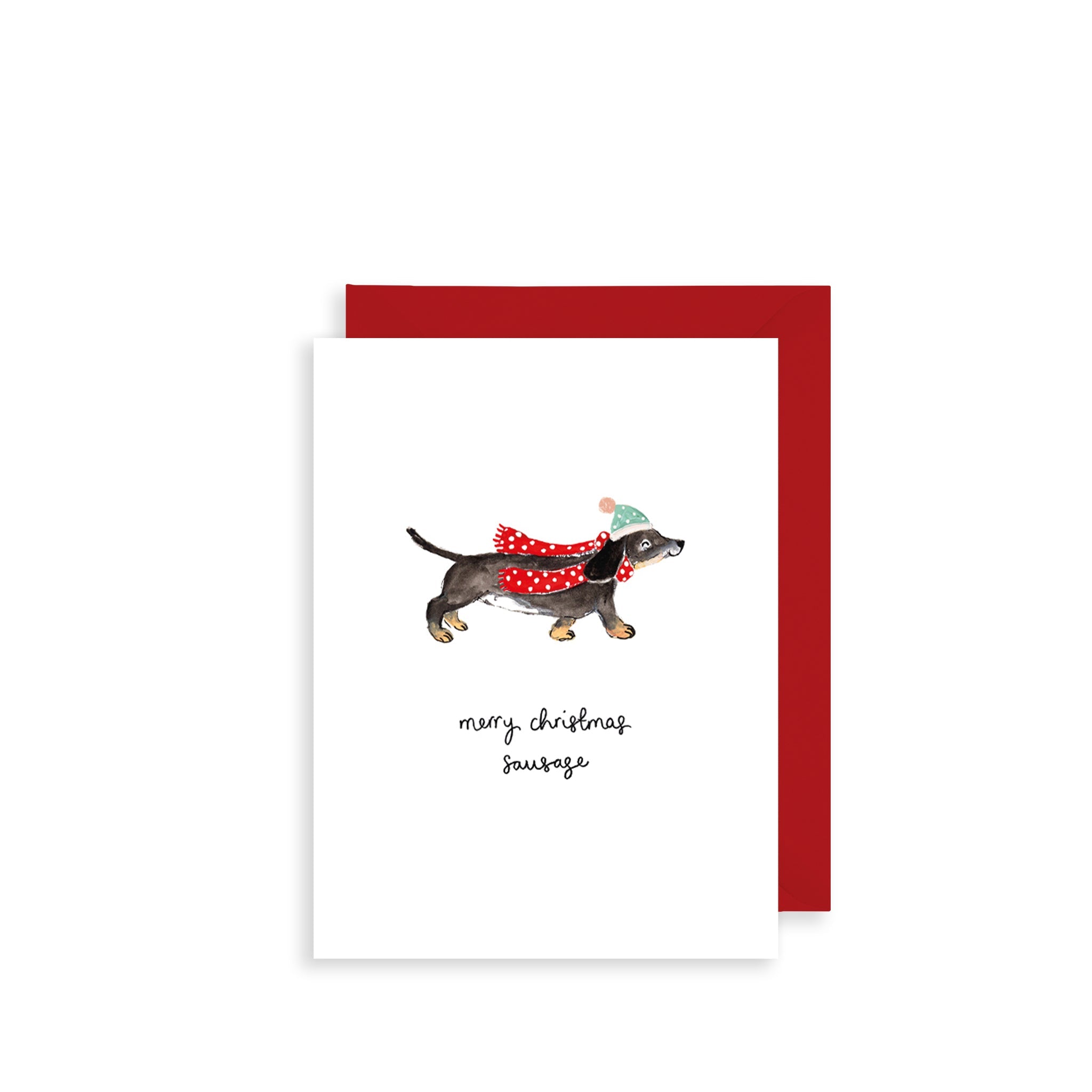 Merry Christmas Sausage Bijou Mini Christmas Card