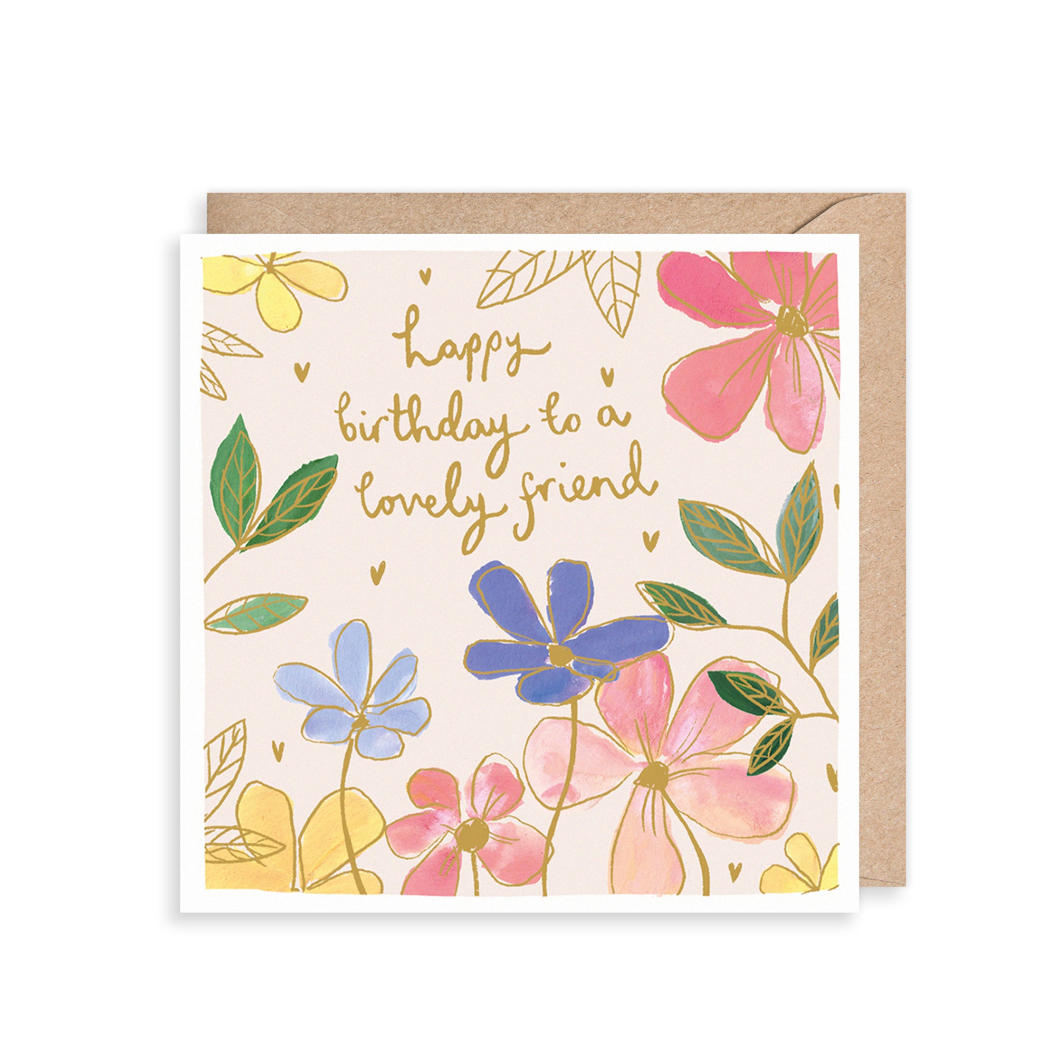 Rainbow Flowers Friend Birthday Card