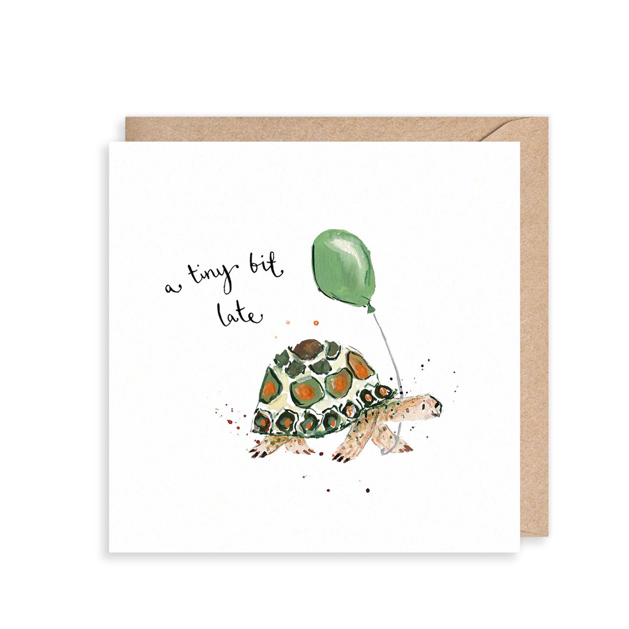 Tortoise Tiny Bit Late Birthday Card