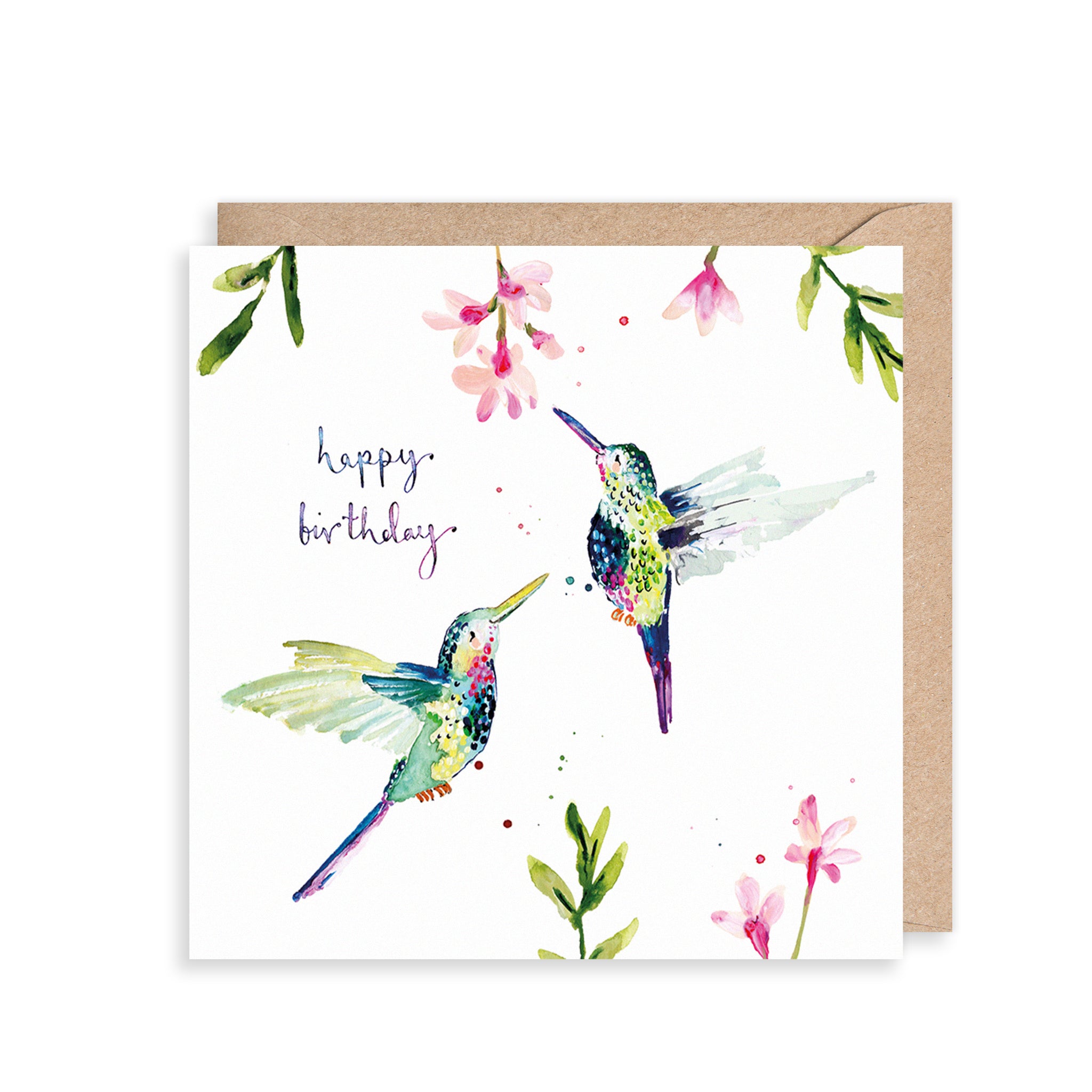 Hummingbirds Happy Birthday Card