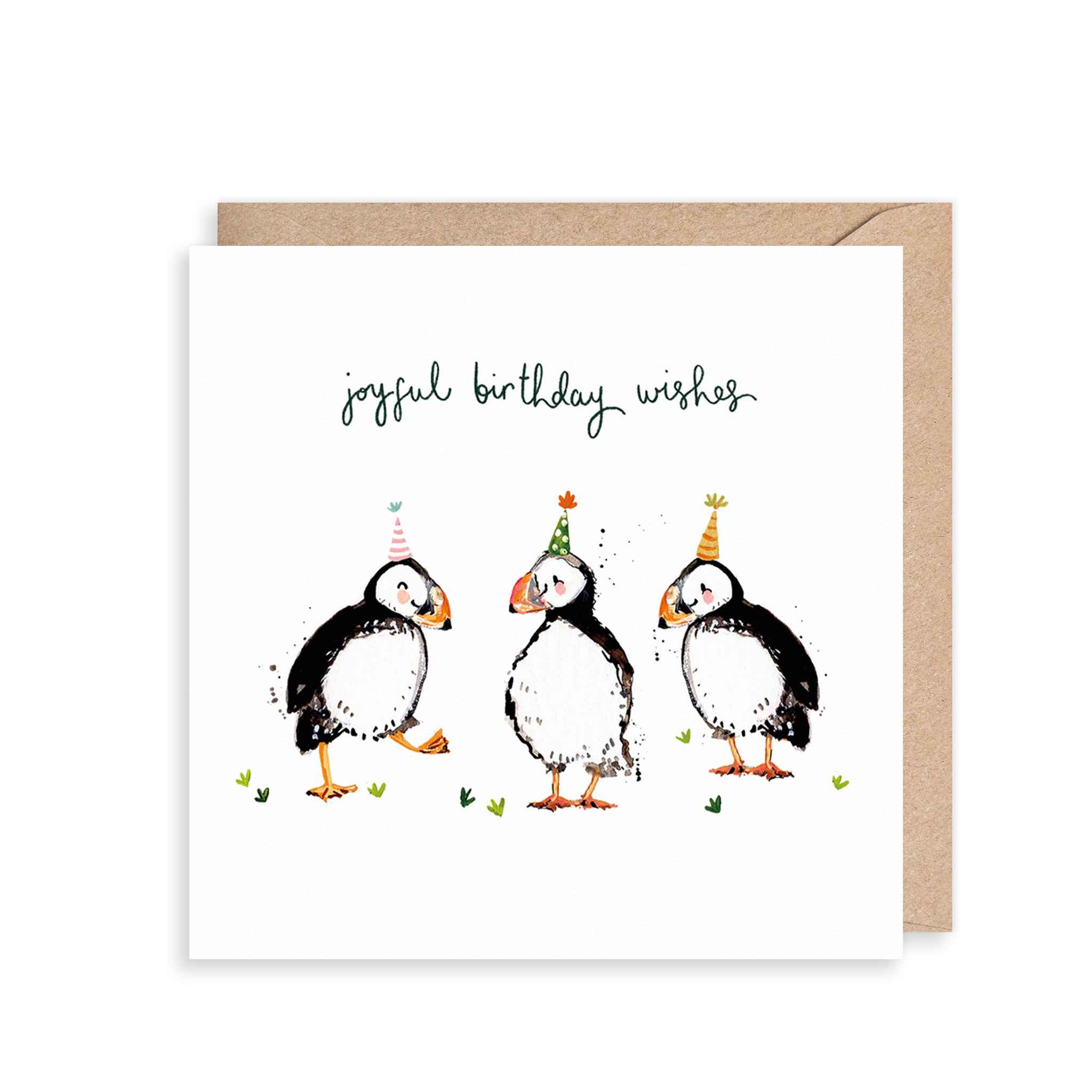 Puffins Joyful Birthday Wishes Card