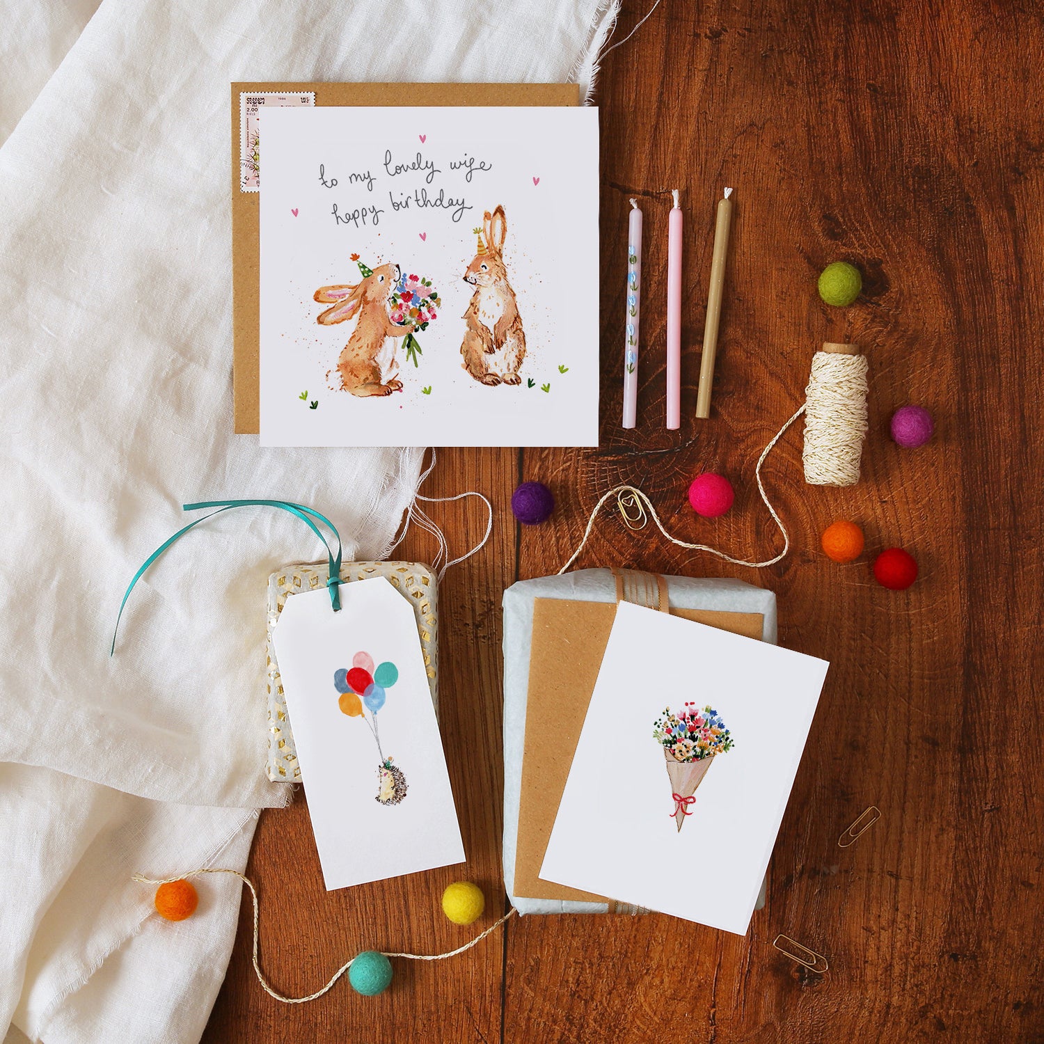 Bunnies To My Lovely Wife Birthday Card