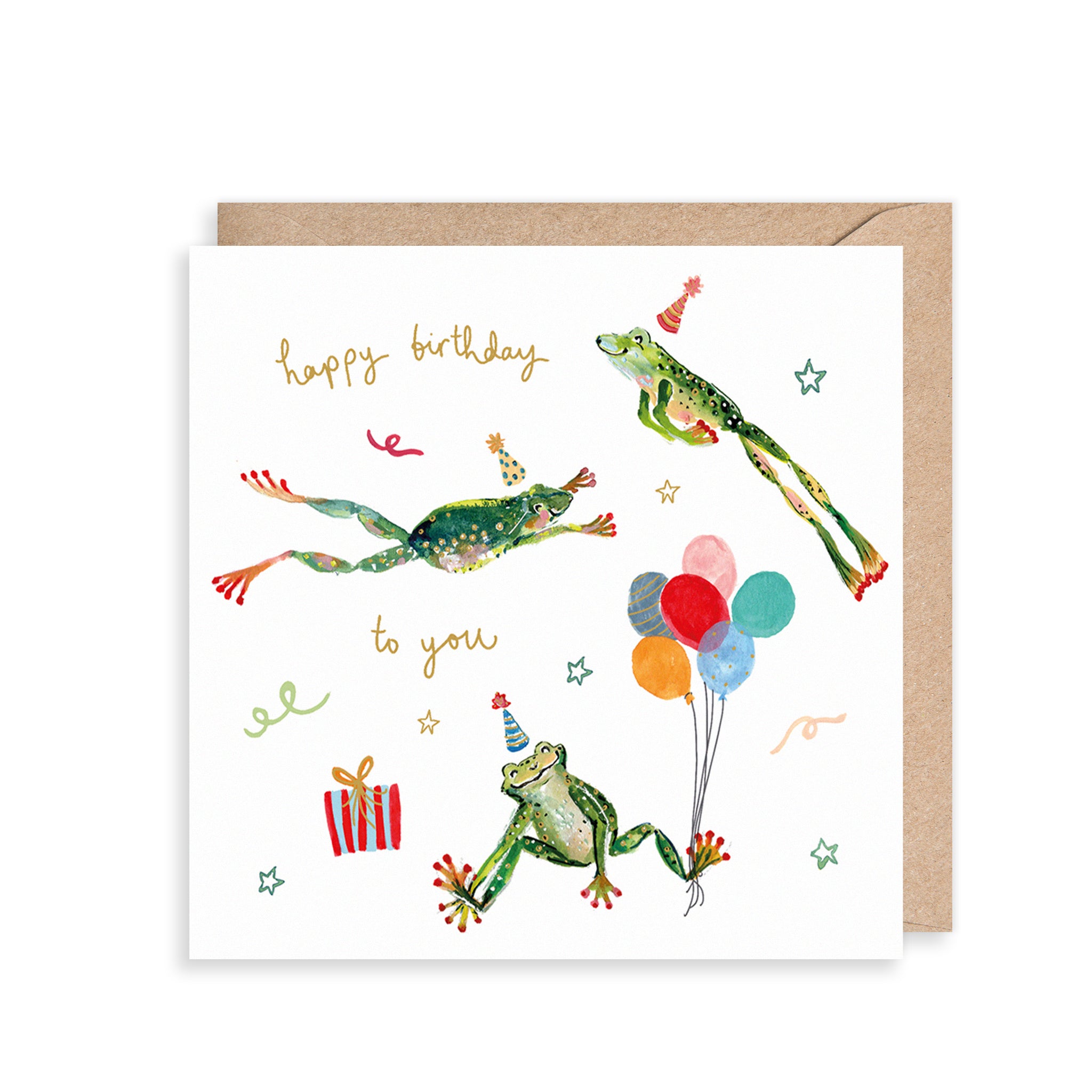 Jumping Frogs Birthday Card