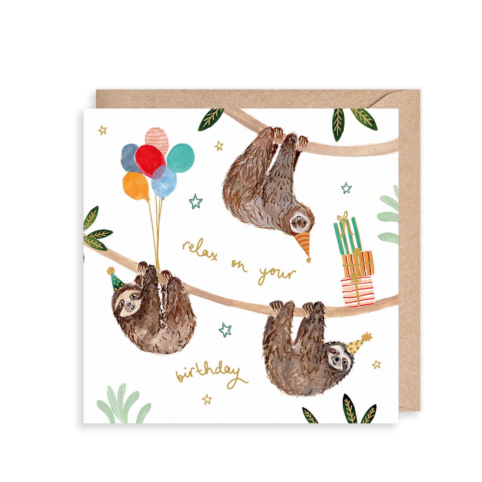 Sloths Relax on your Birthday Card