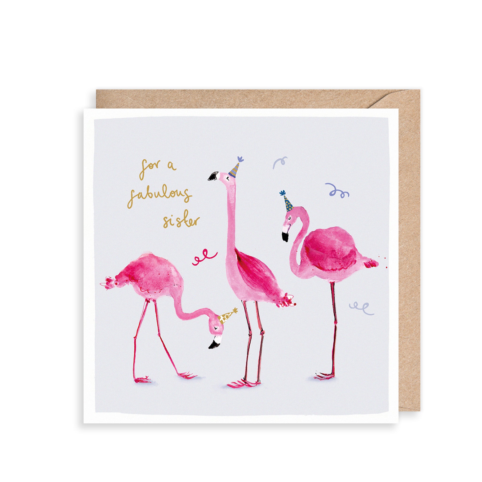 Flamingos Fabulous Sister Birthday Card