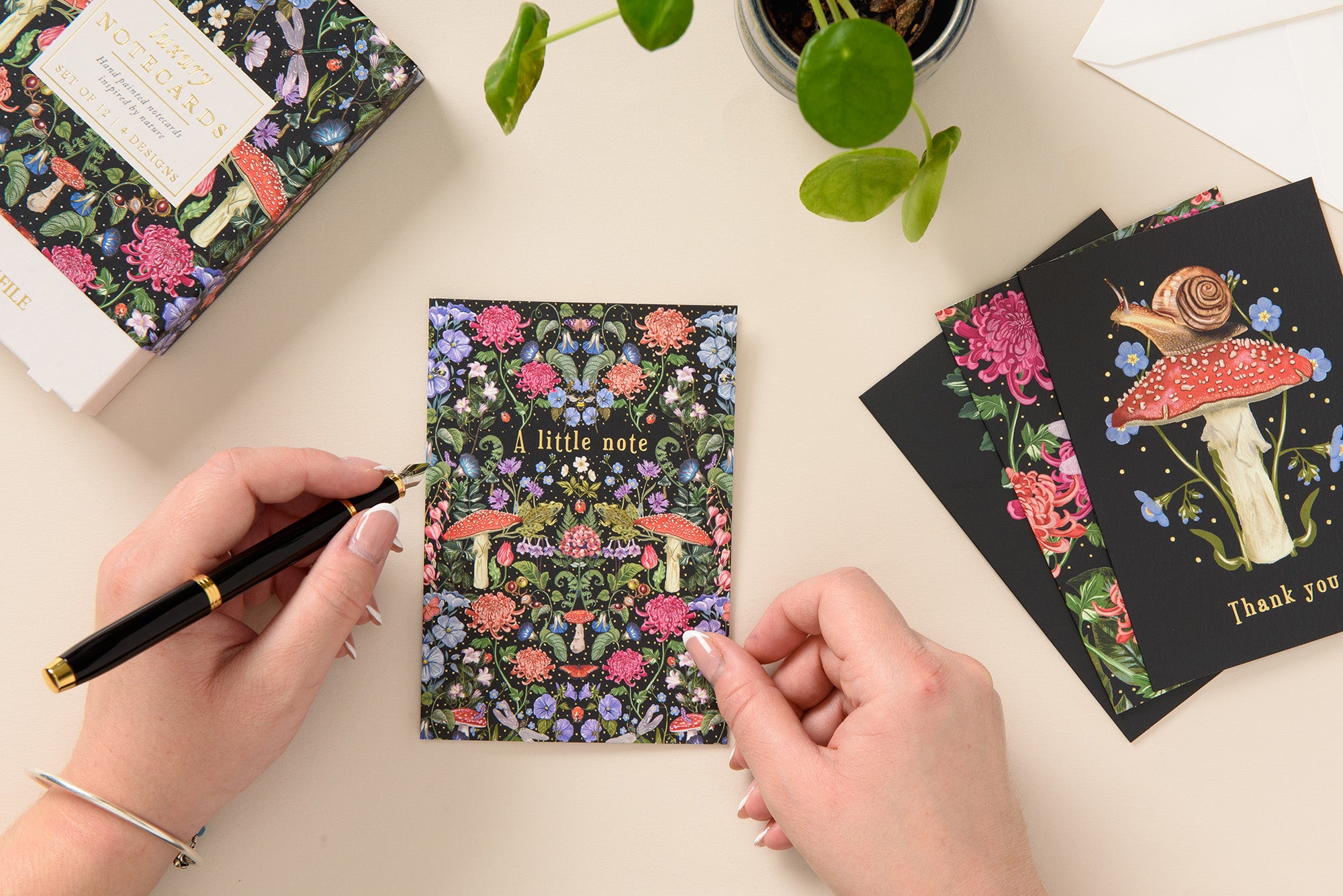 12 Luxury Notecard Box - Midnight Bloom
