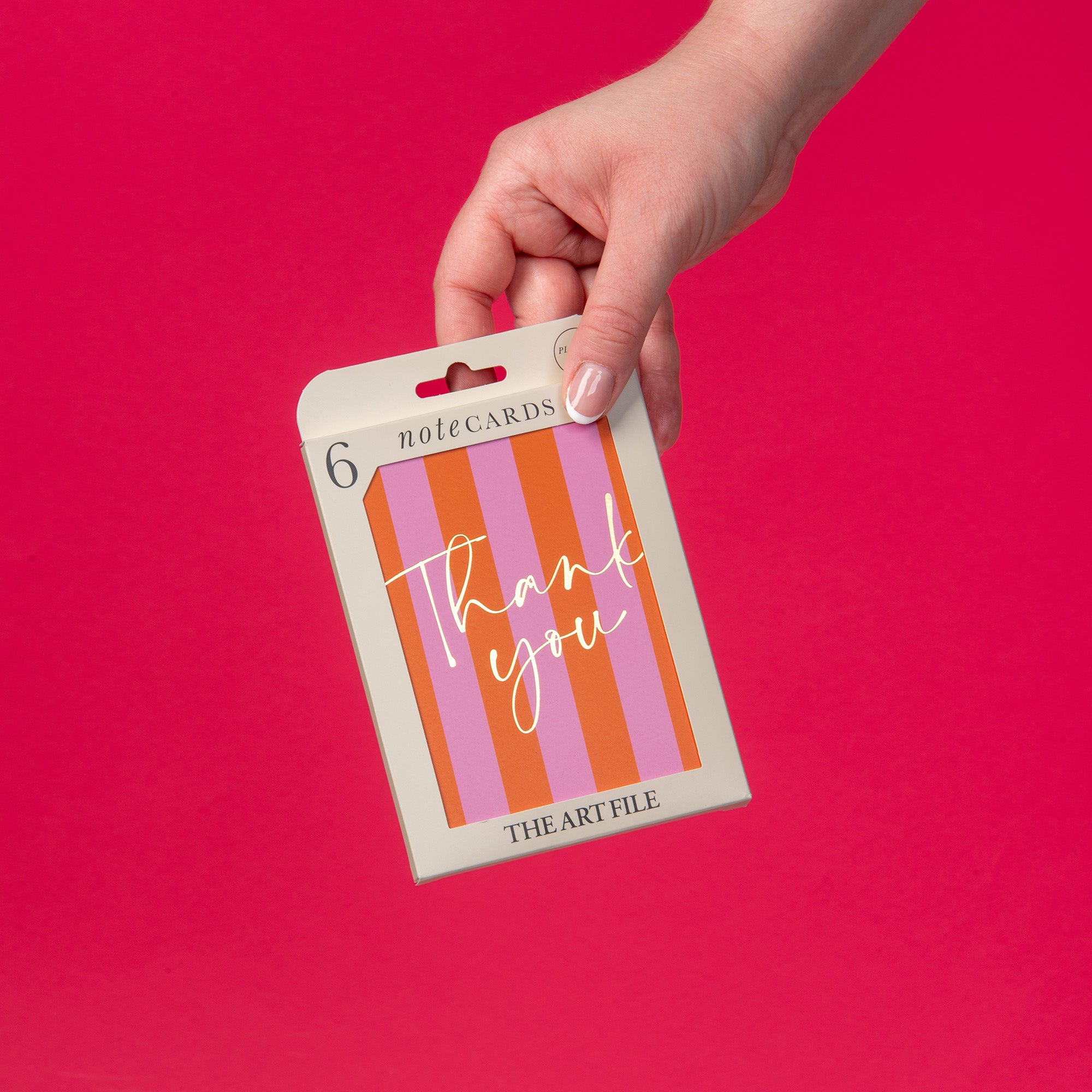 6 Notecard Pack - Thank You Pink Stripe | NCP14