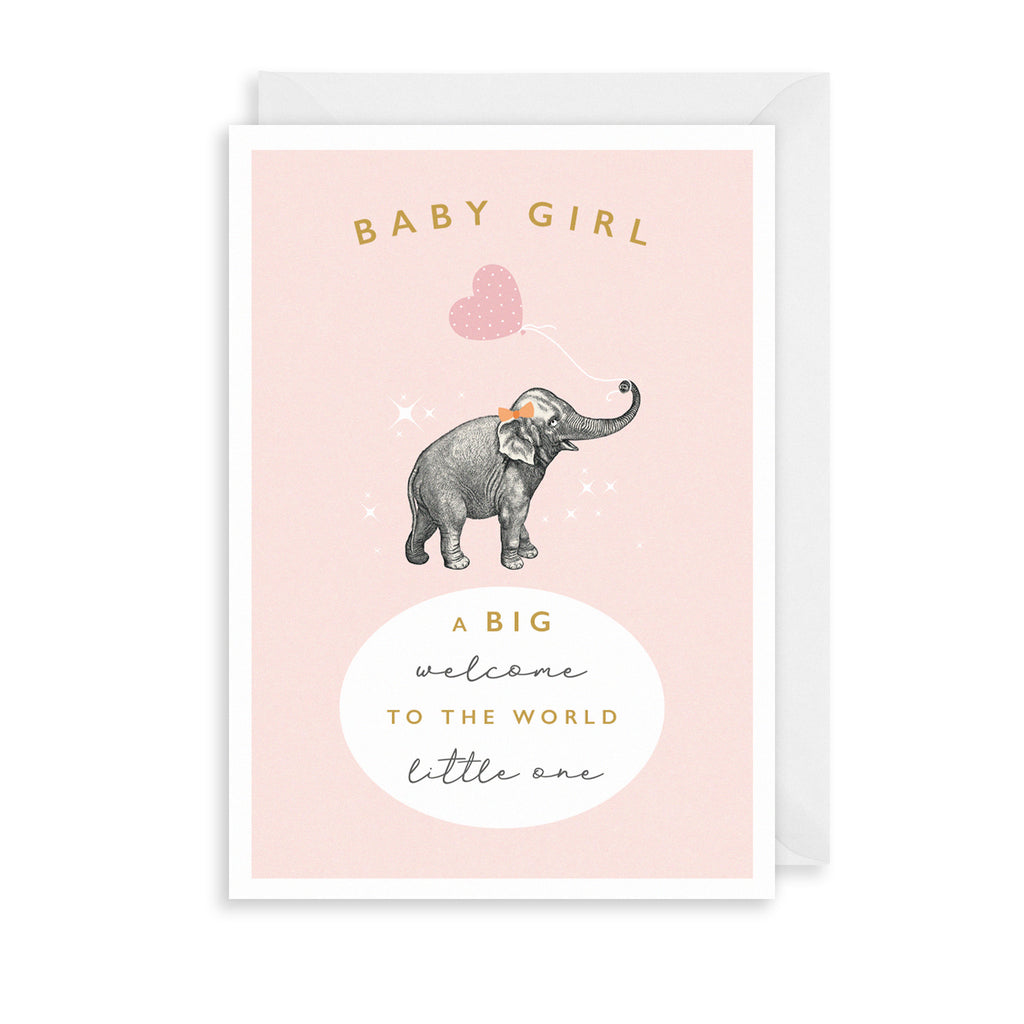 Elephant Baby Girl Greetings Card The Art File